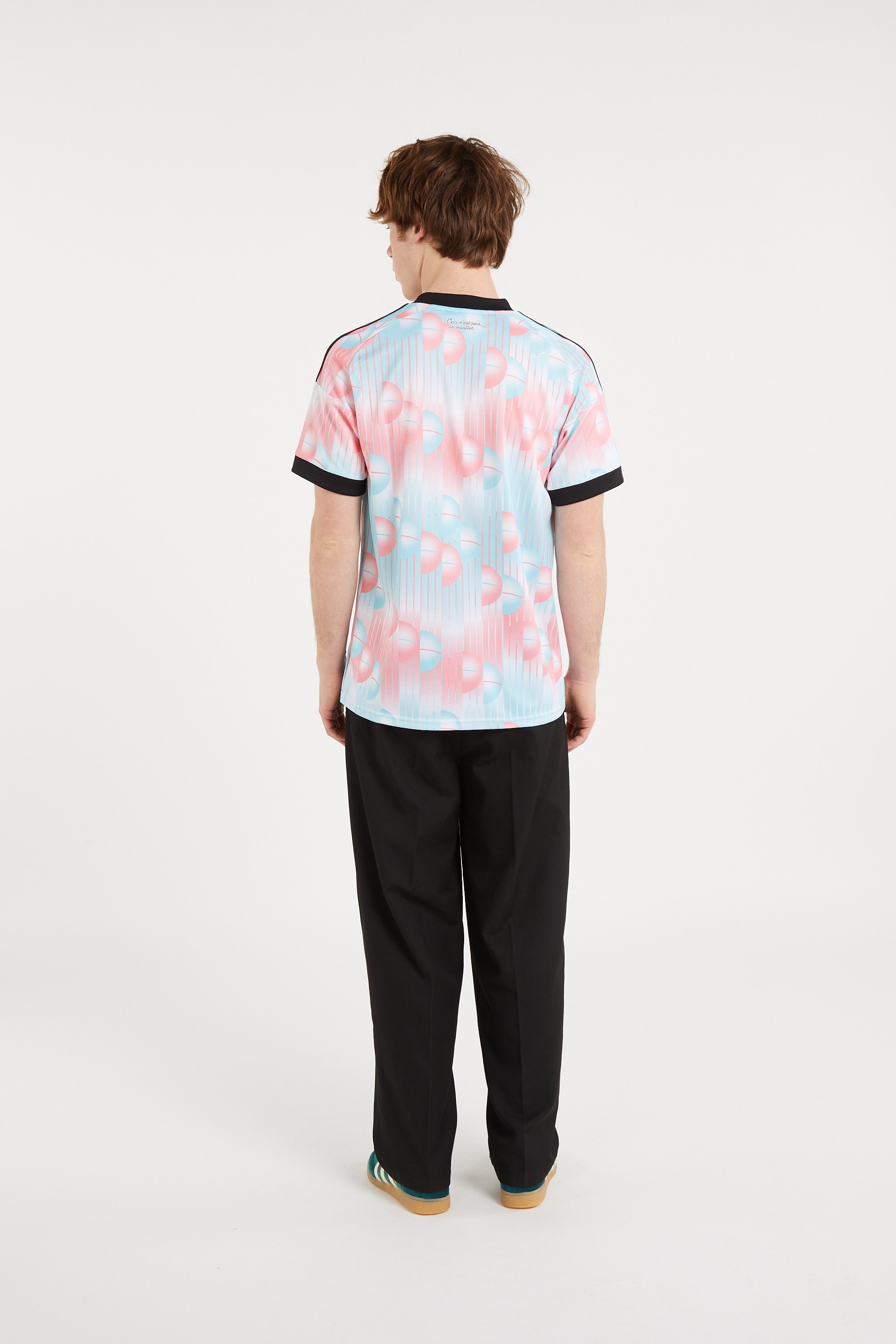 Straight V-neck T-shirt Blue