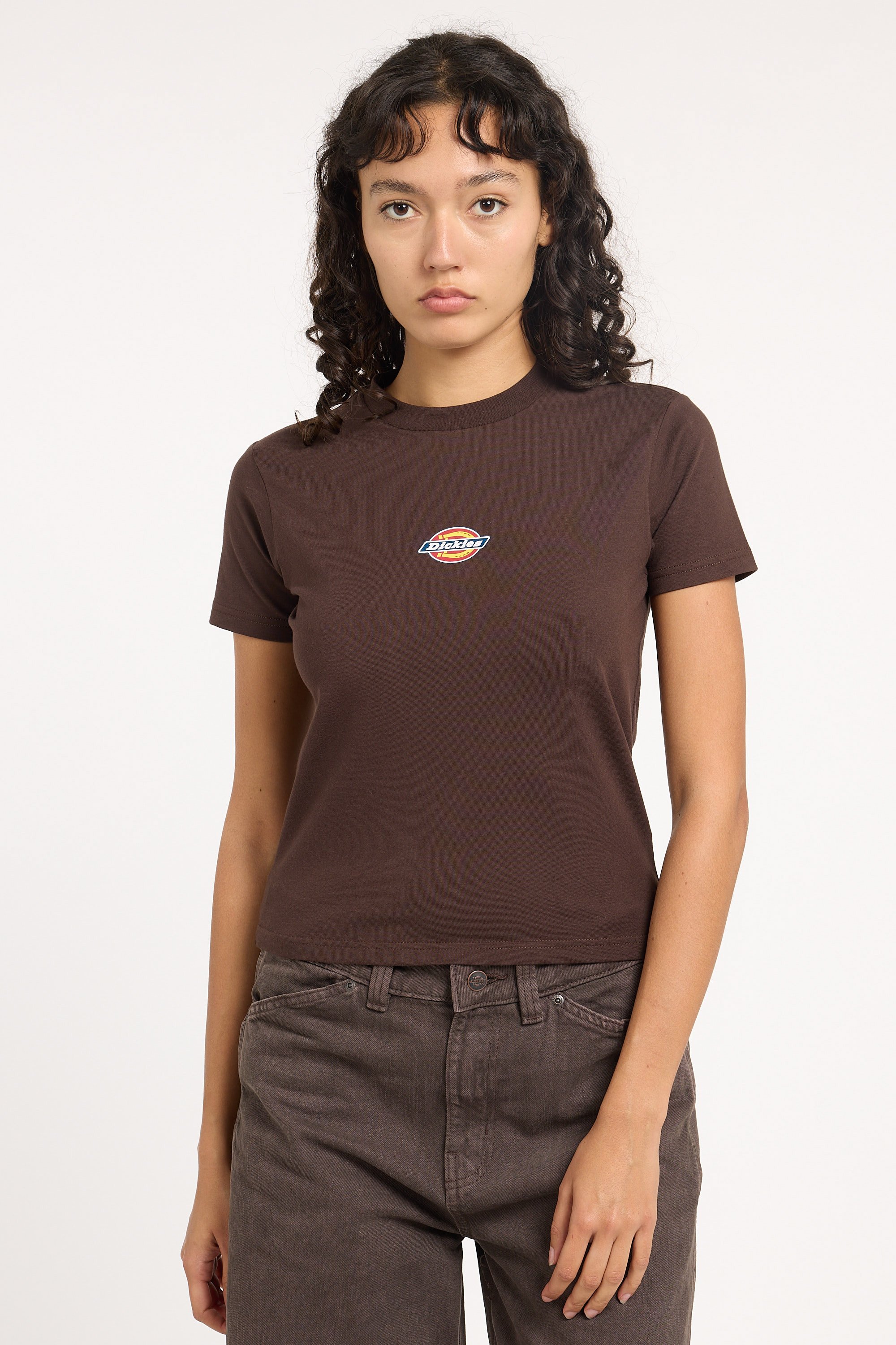 Regular-fit round-neck cotton T-shirt | Brown DICKIES Women