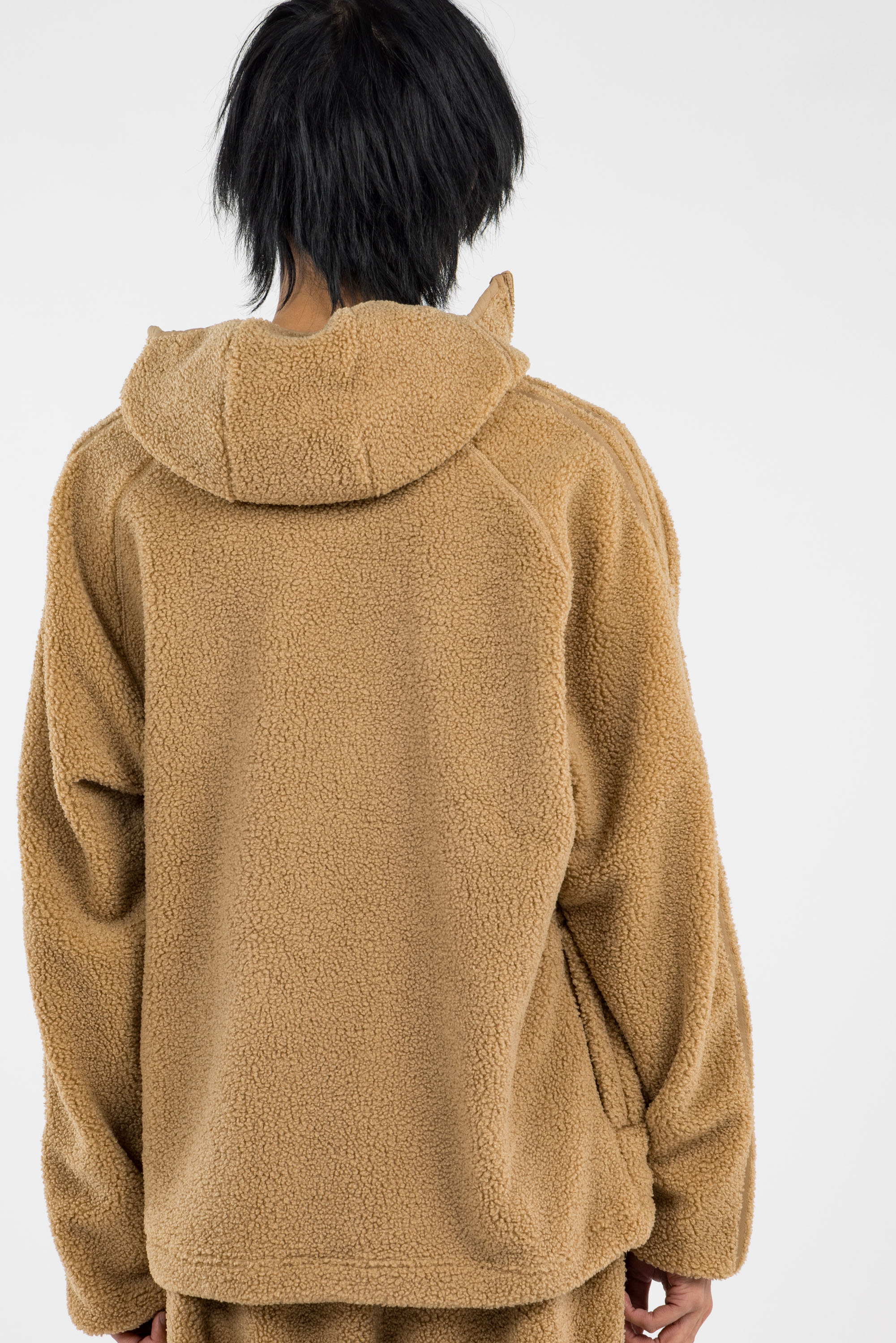 Regular-fit zip-up cotton-blend hoodie with Pony Player Brown