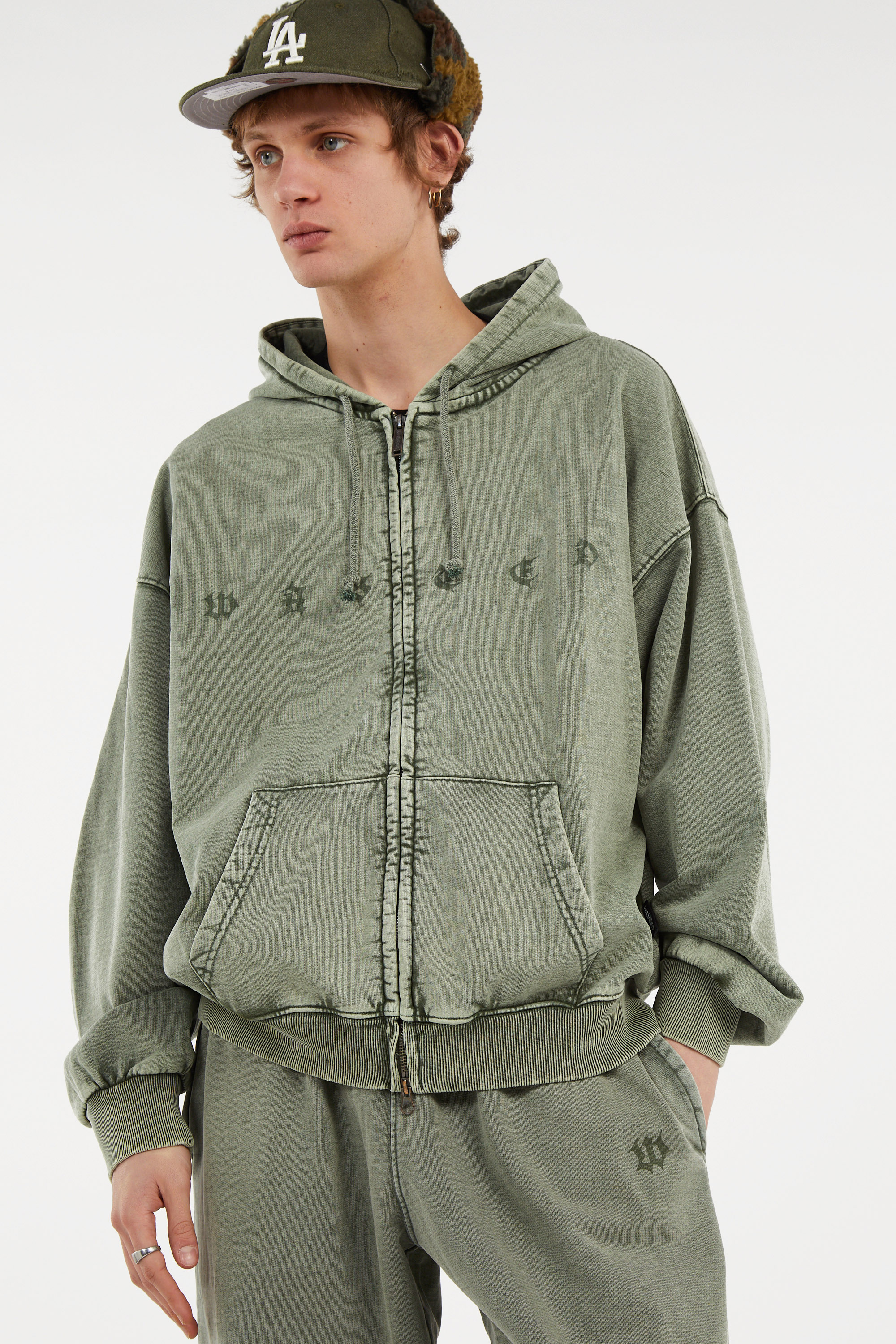 Zippered hoodie Khaki