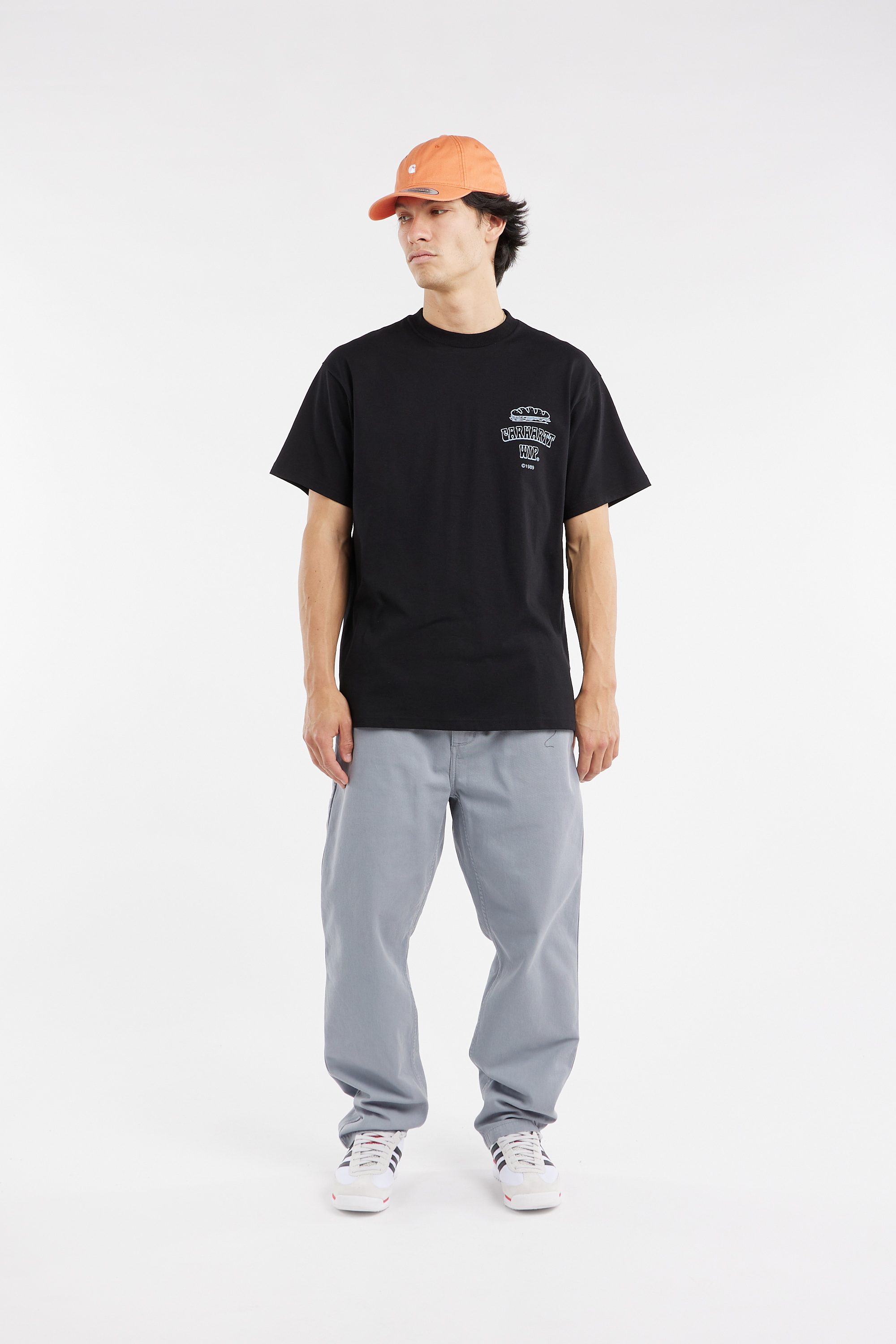 Regular-fit round-neck cotton T-shirt Black