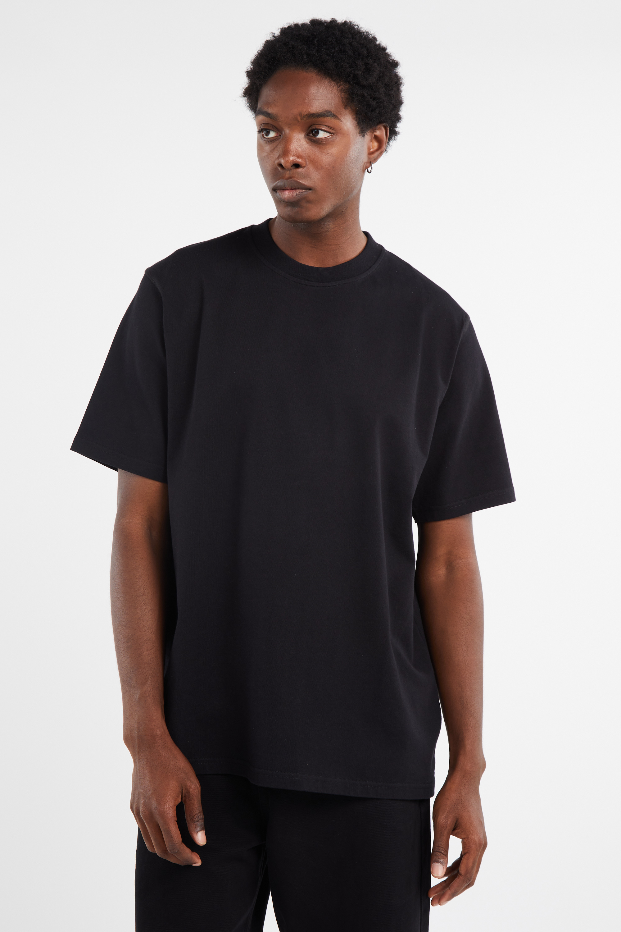 Regular-fit round-neck cotton T-shirt Black