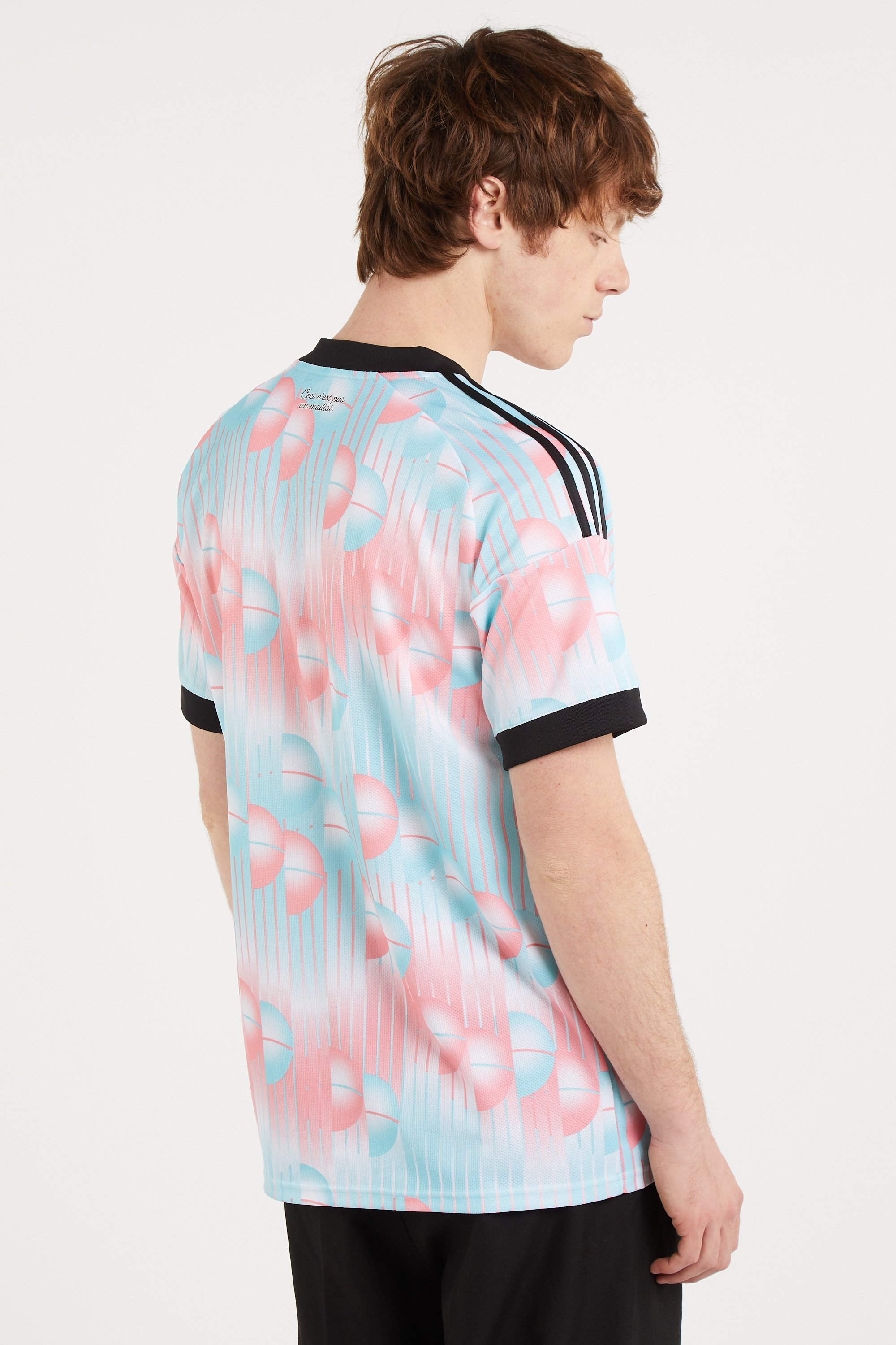 Straight V-neck T-shirt Blue