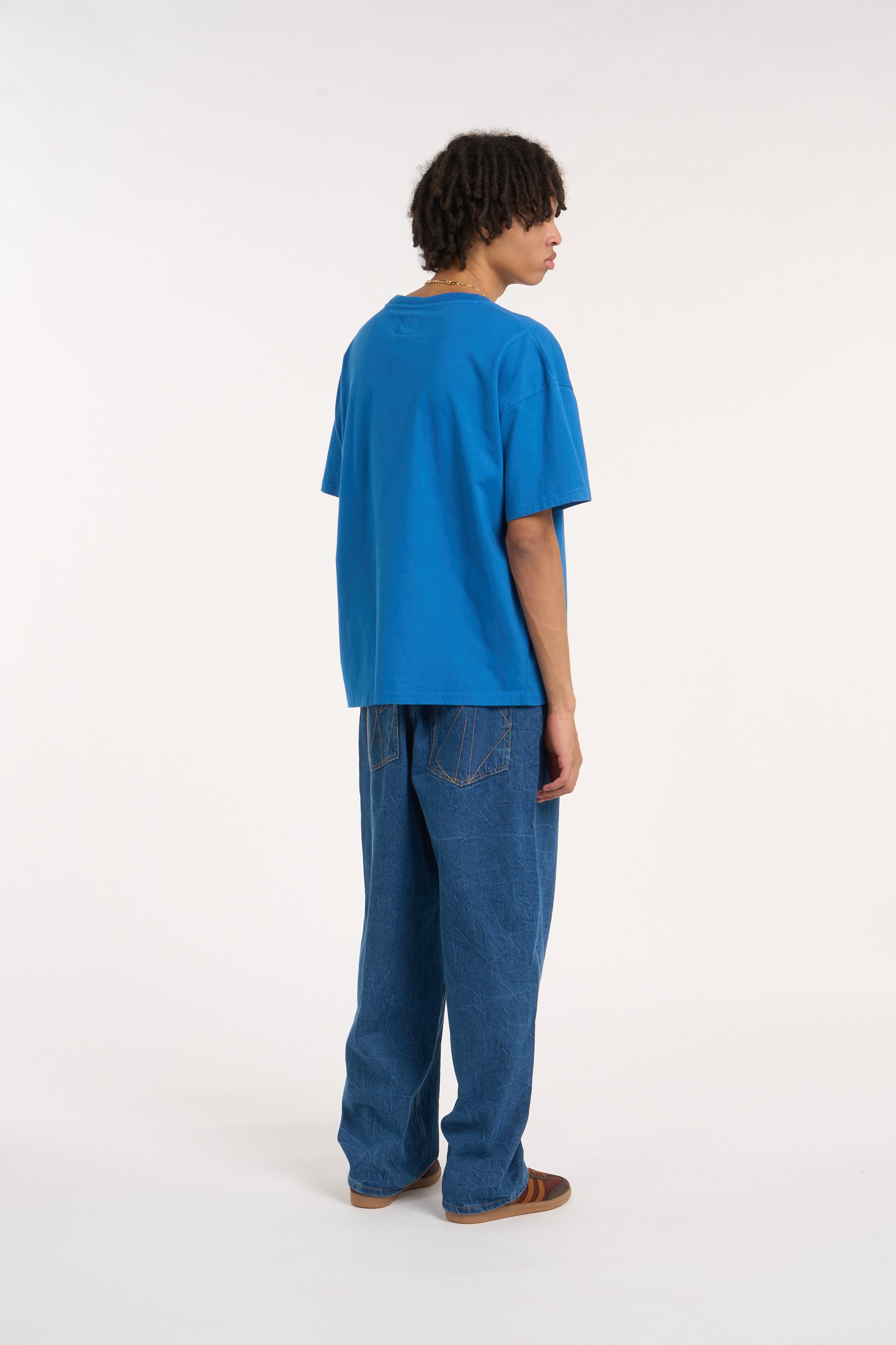 Regular-fit round-neck cotton T-shirt | Blue TWOJEYS Men