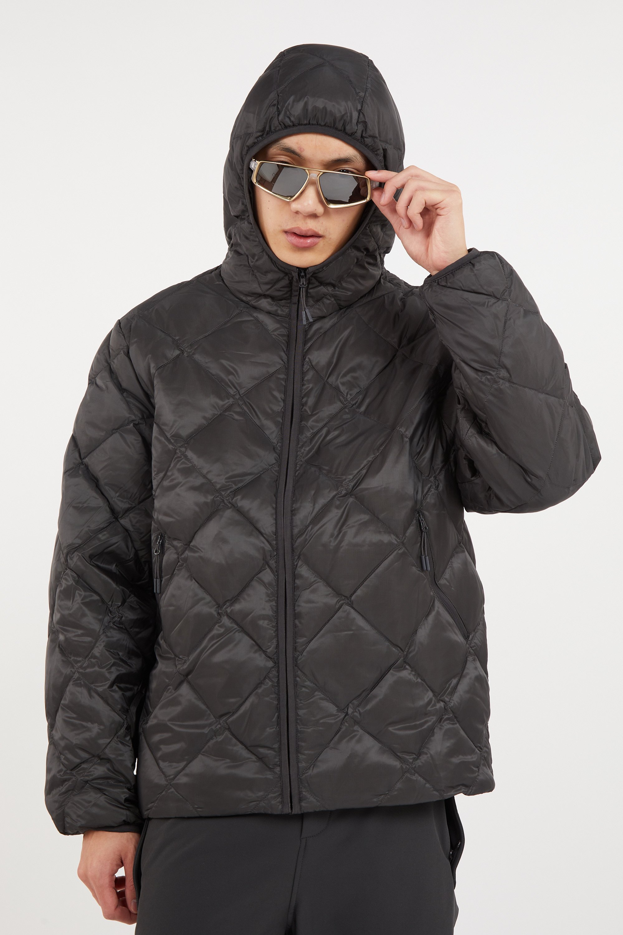 Lightweight quilted padded jacket with high neck Khaki