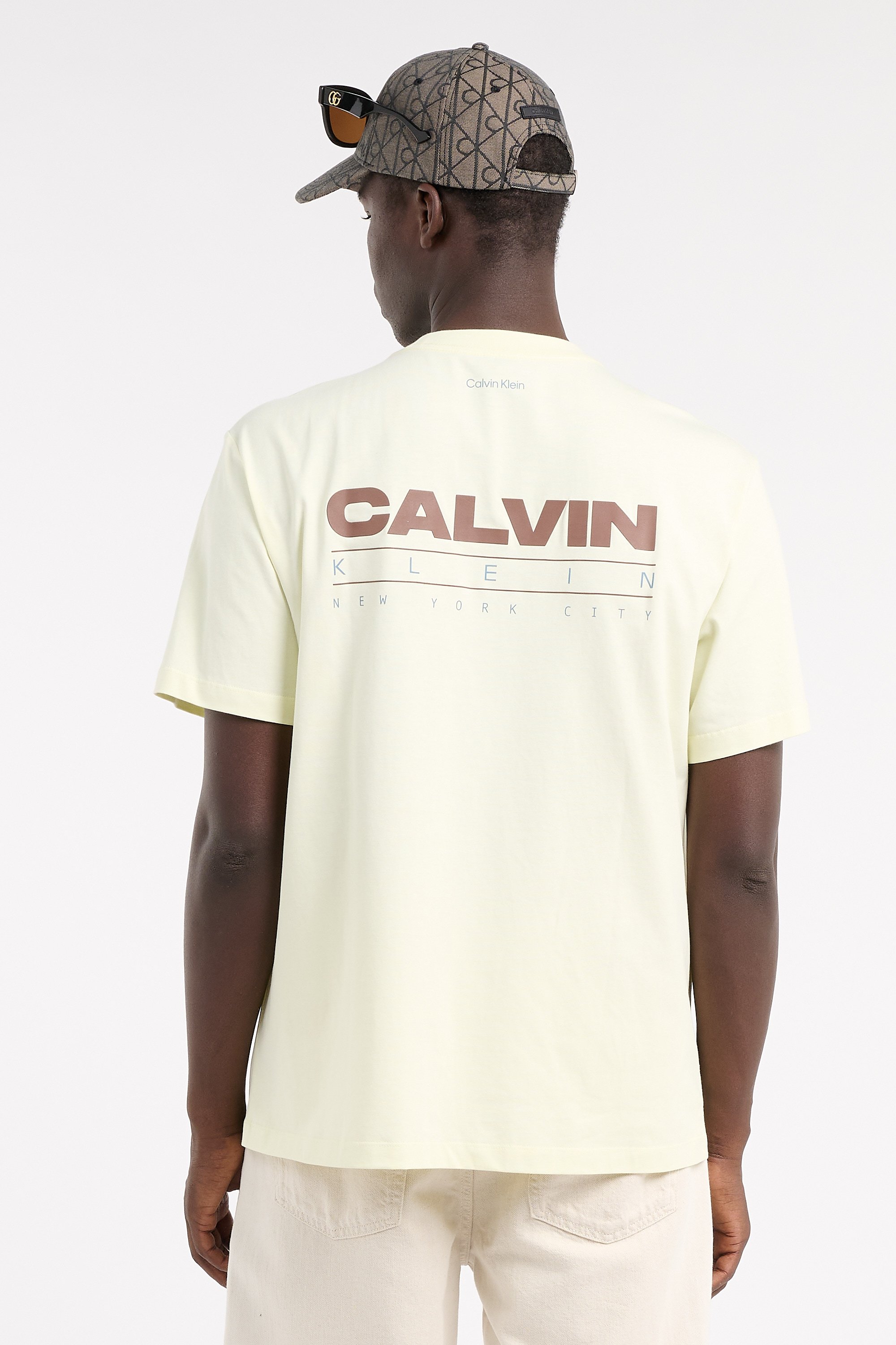 Regular-fit round-neck cotton T-shirt | White CALVIN KLEIN Men