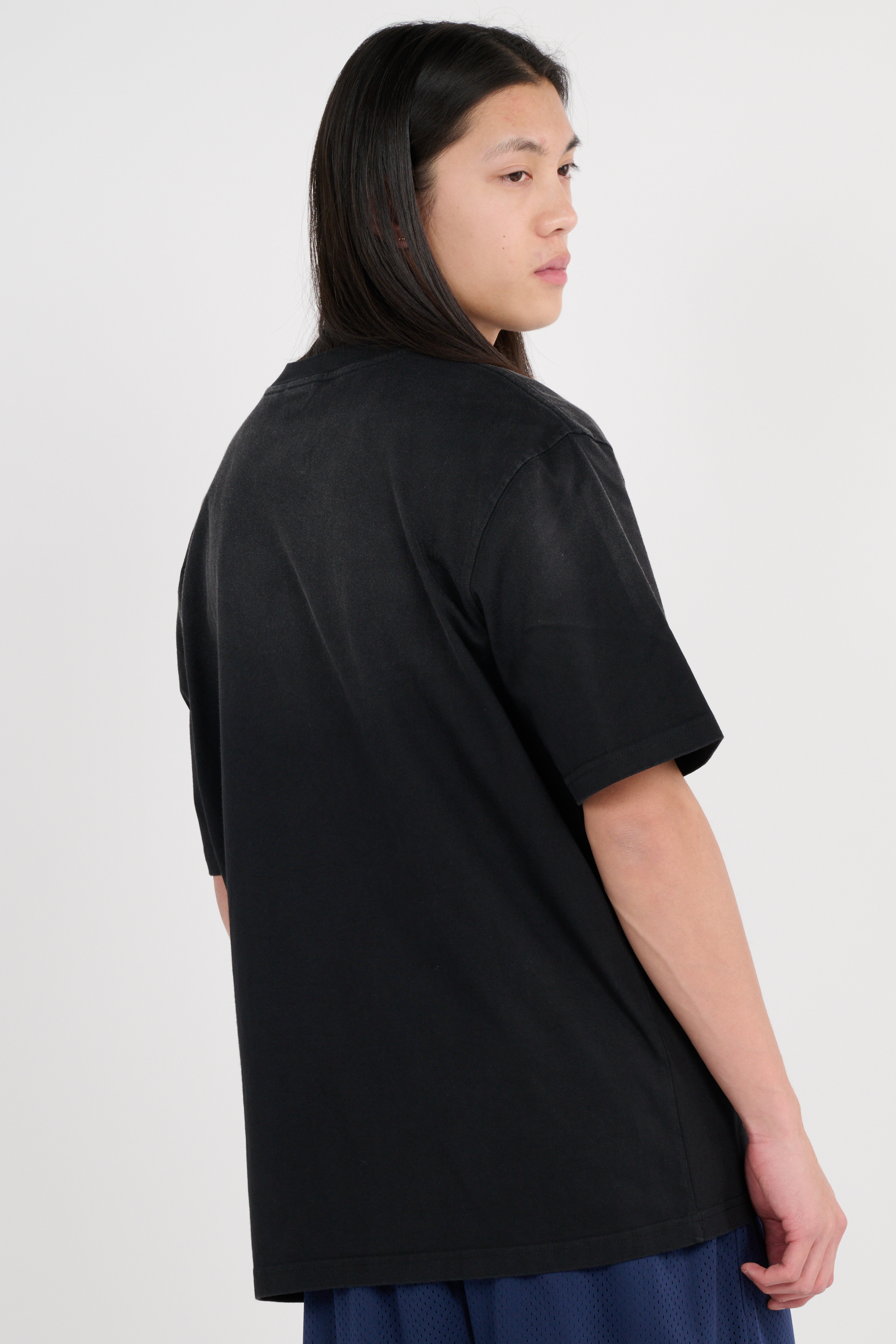 Regular-fit round-neck cotton T-shirt Blue