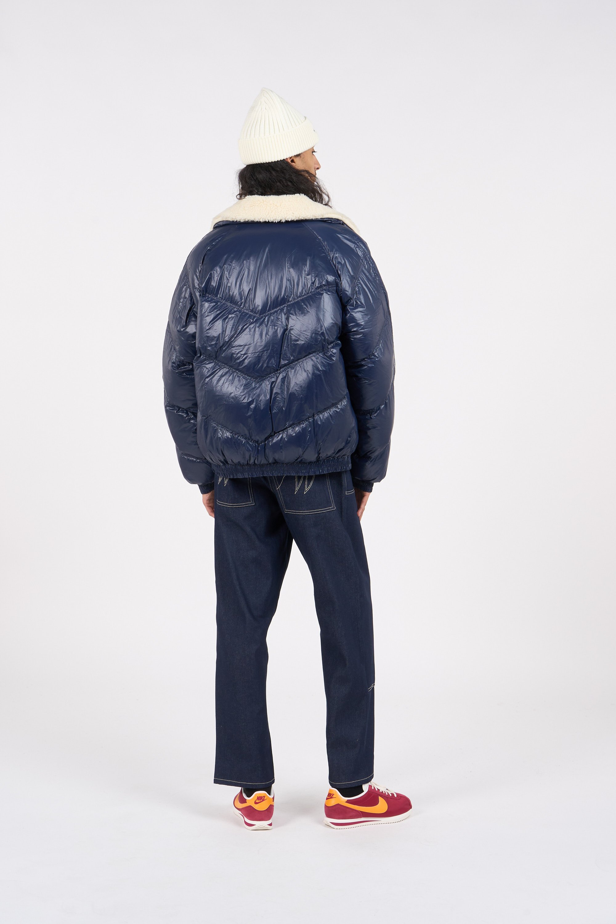 Lightweight quilted padded jacket with high neck Blue