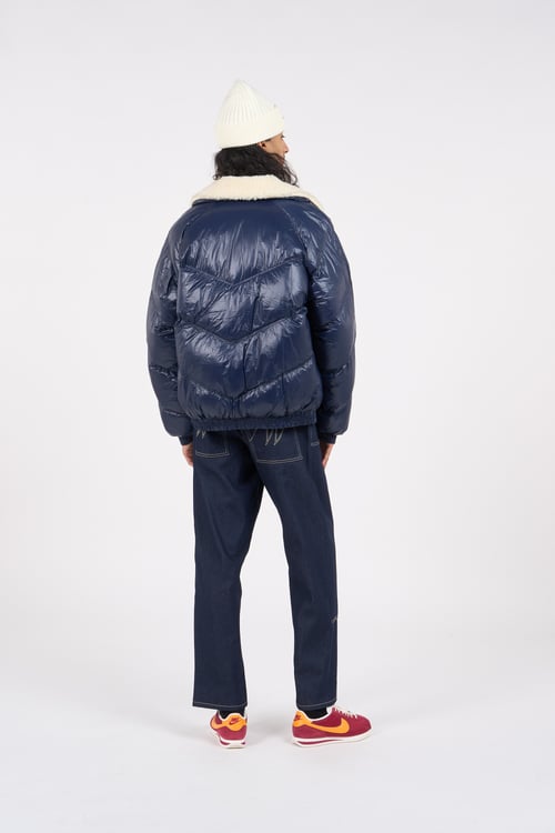SCHOTT Lightweight quilted padded jacket with high neck Blue