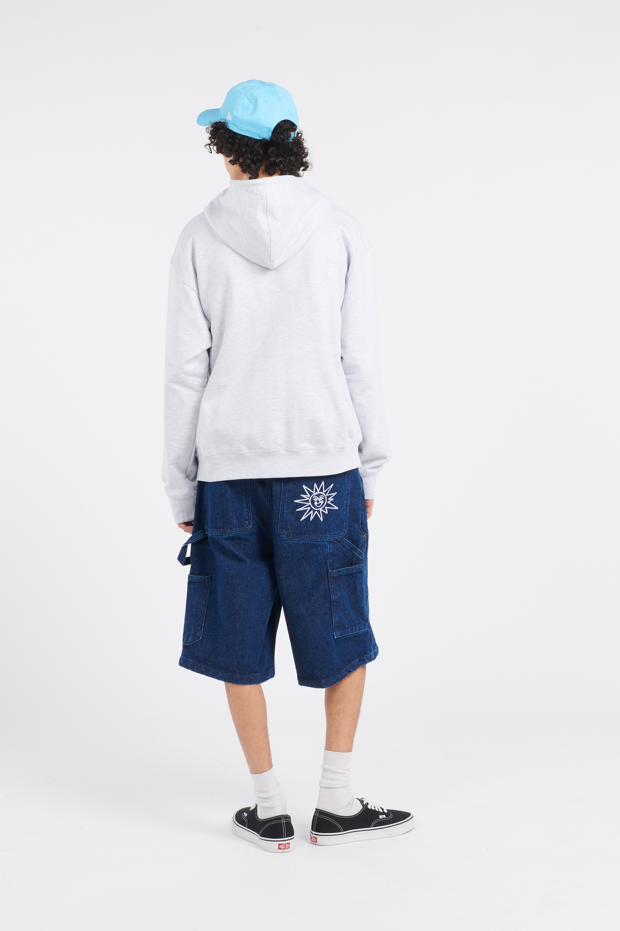 Regular-fit zip-up cotton-blend hoodie with Pony Player Grey