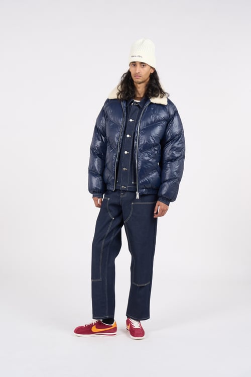 SCHOTT Lightweight quilted padded jacket with high neck Blue