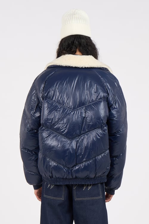 SCHOTT Lightweight quilted padded jacket with high neck Blue