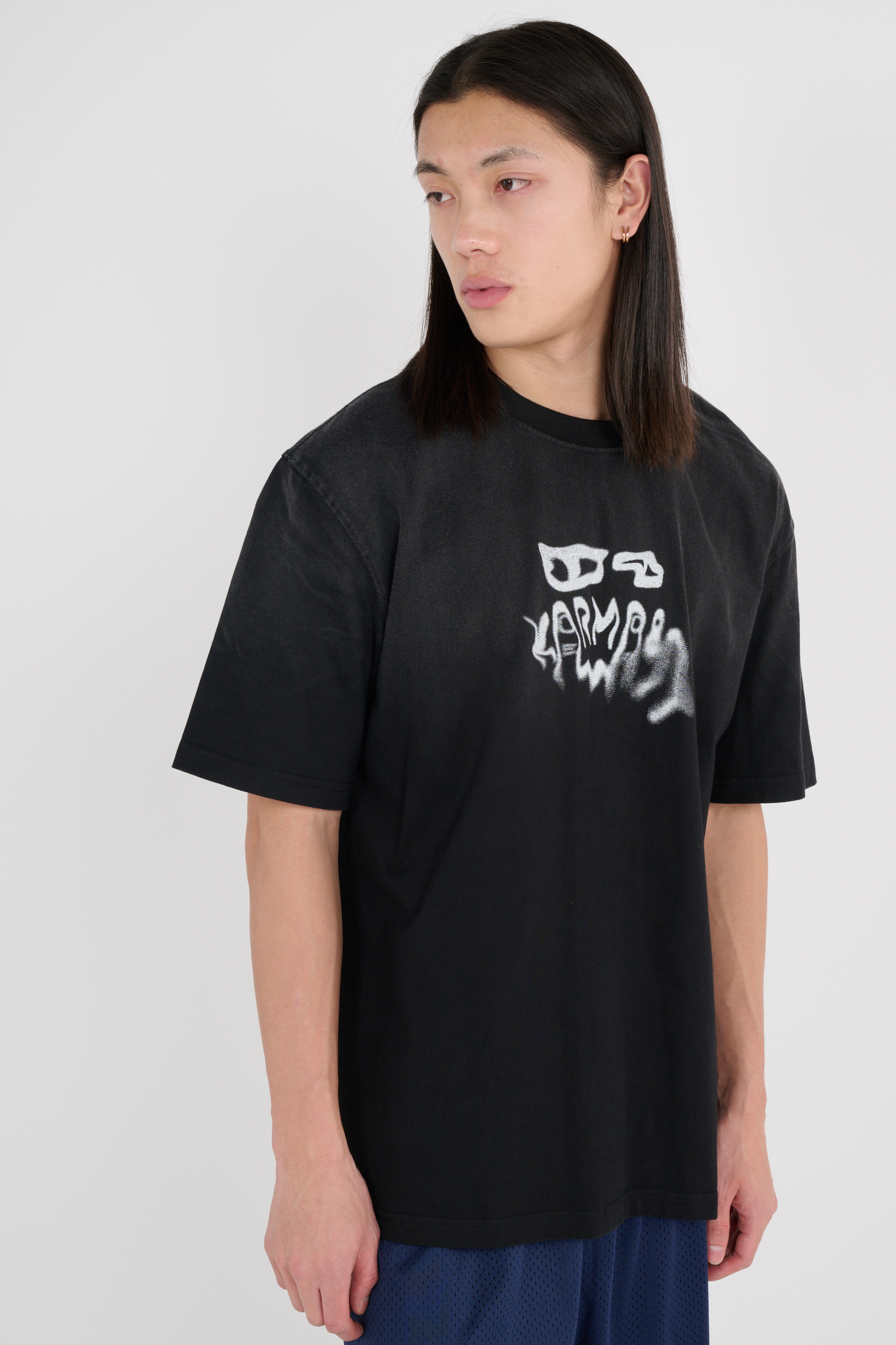 Regular-fit round-neck cotton T-shirt Blue