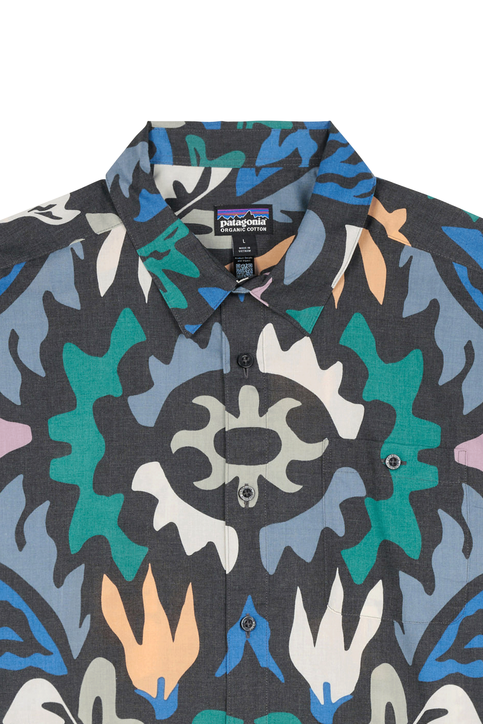 Regular-fit printed organic cotton-blend shirt Black