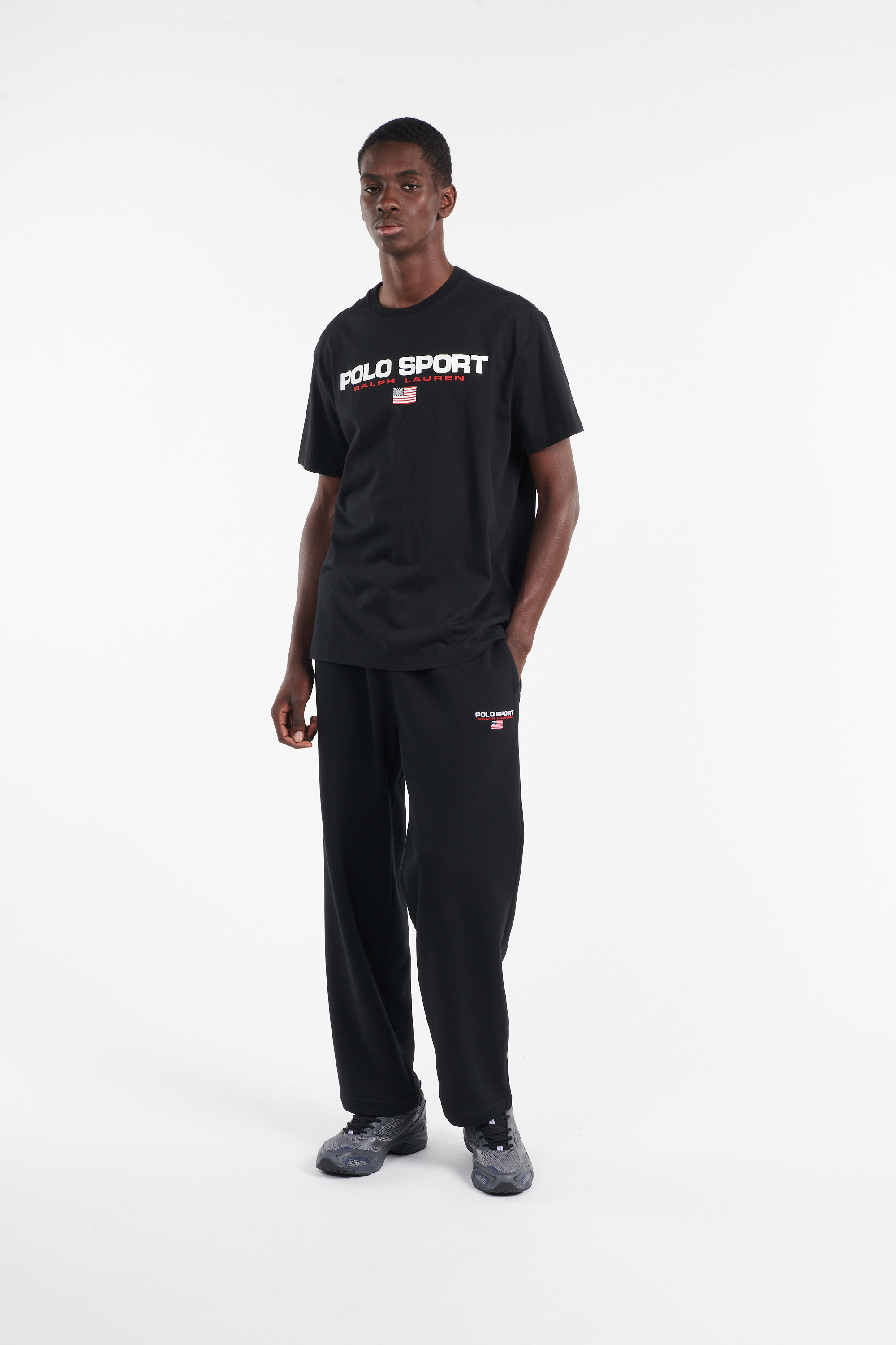 Regular-fit round-neck cotton T-shirt Black