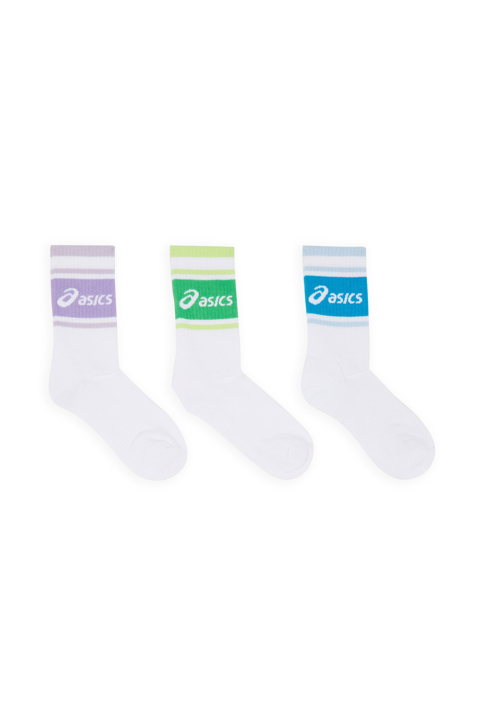 Lot de 3 paires de chaussettes 3 PACK ASICS LOGO CREW SOCK Illuminate green/aegean blue/bluebell