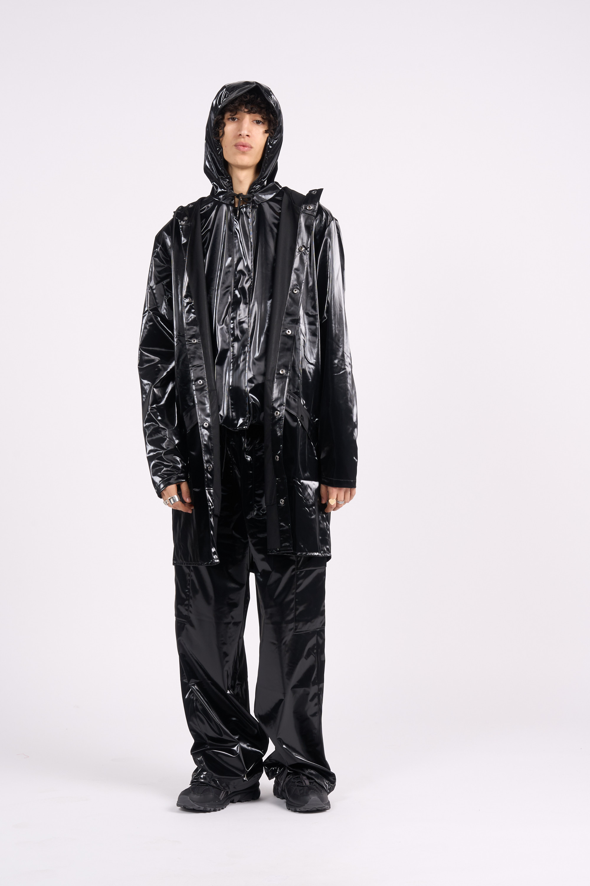 Waterproof hooded windbreaker coat Black