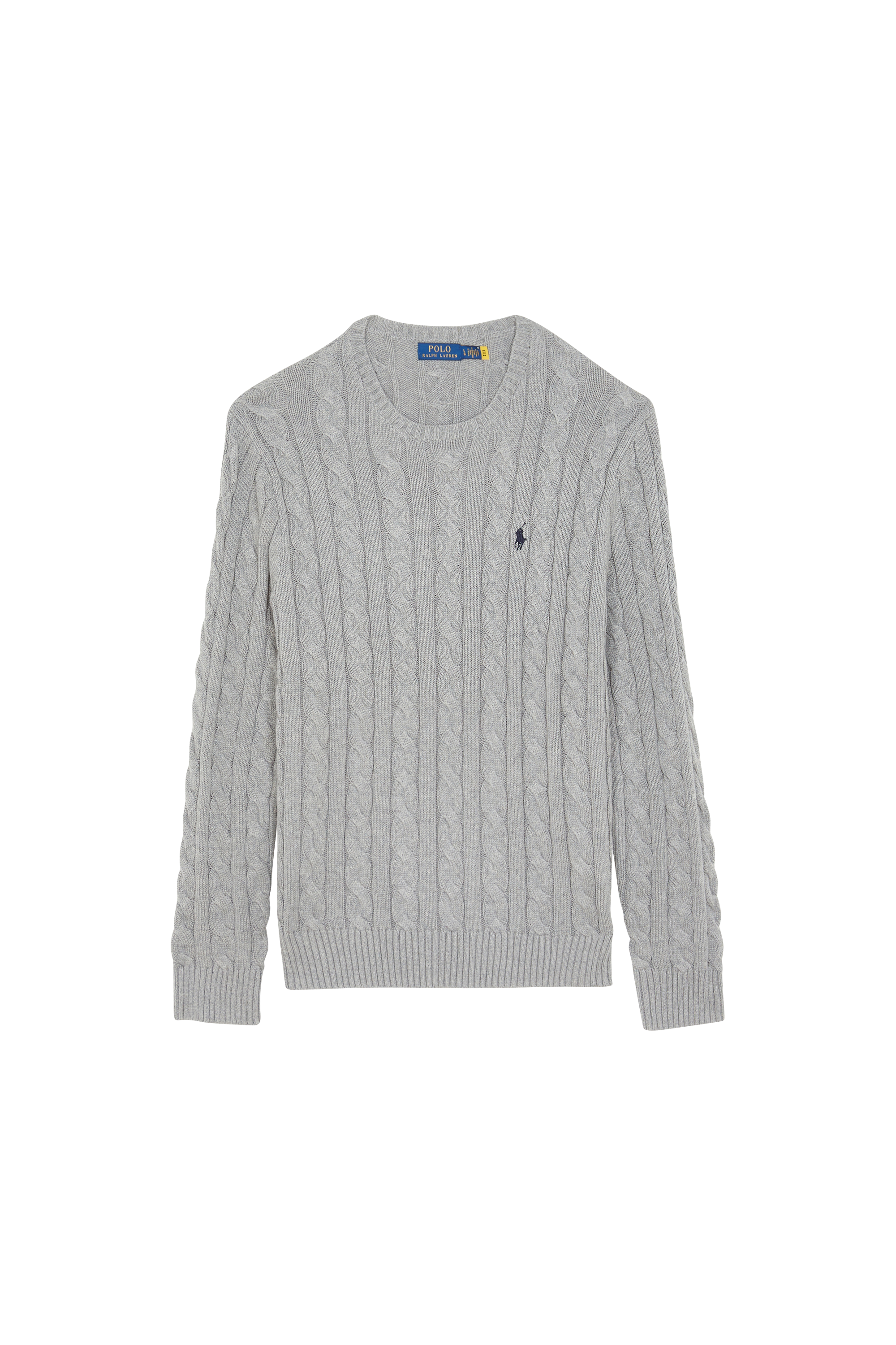 Pull droit col rond en coton Gris