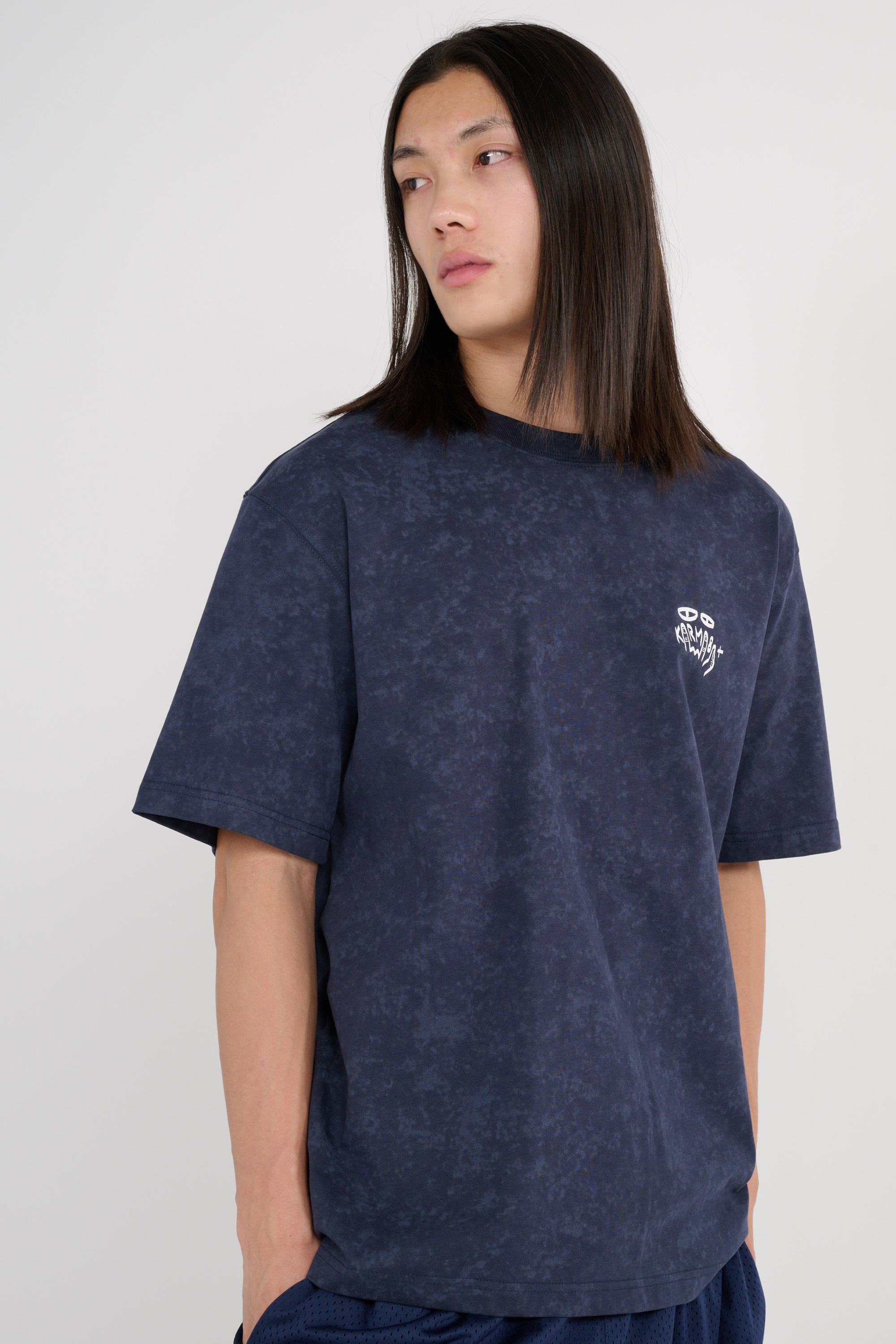 Regular-fit round-neck cotton T-shirt Blue