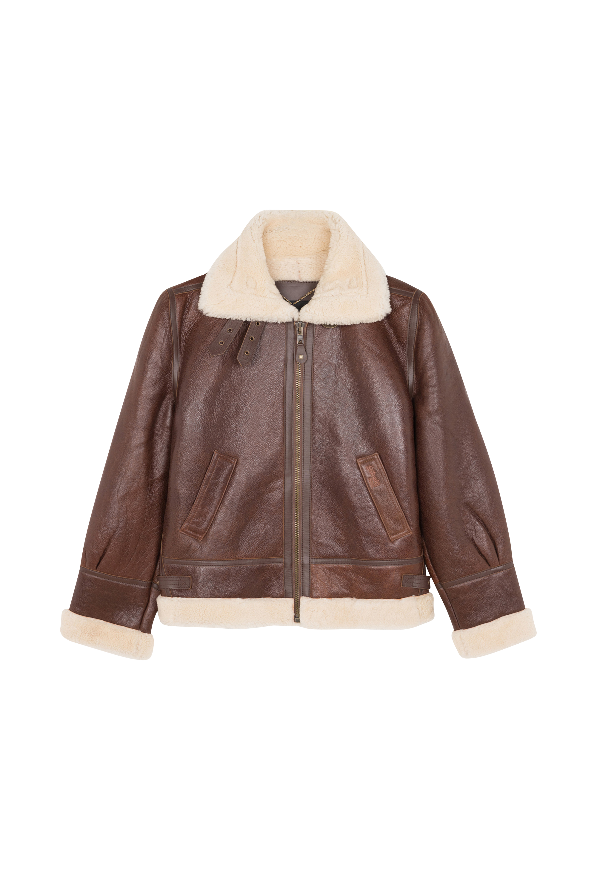 Bombardier en cuir Marron