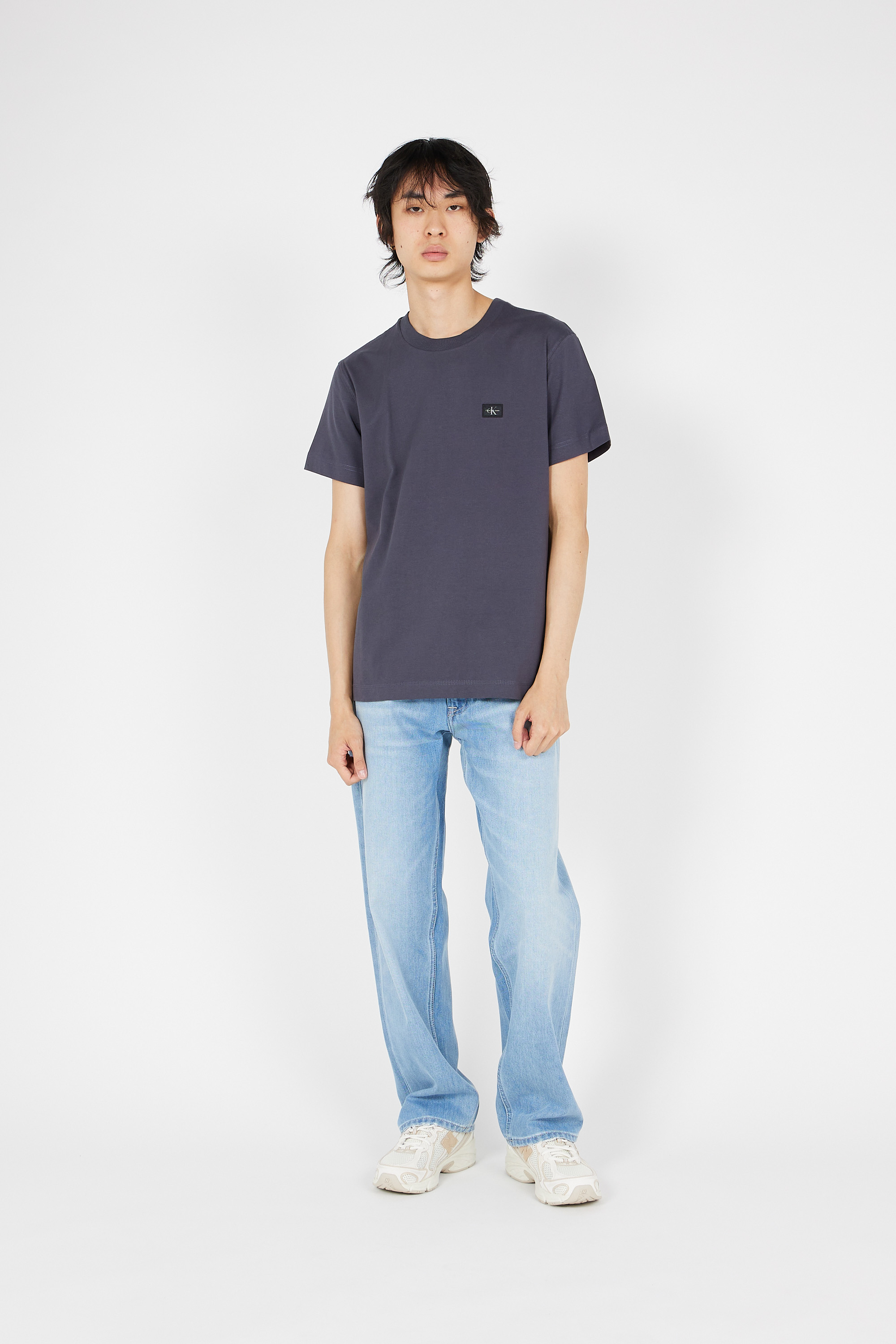 Regular-fit round-neck cotton T-shirt Blue
