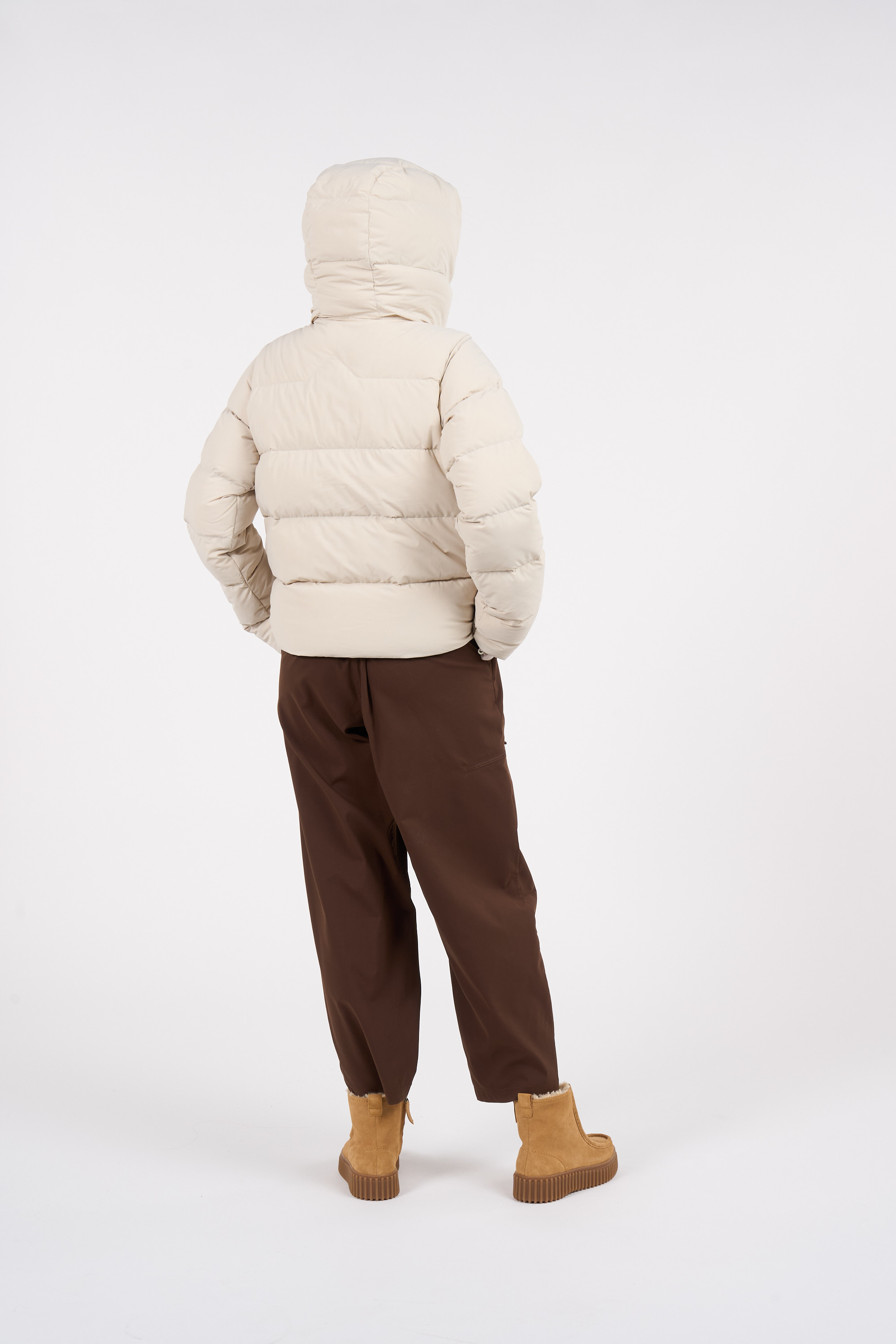 Lightweight quilted padded jacket with high neck Beige