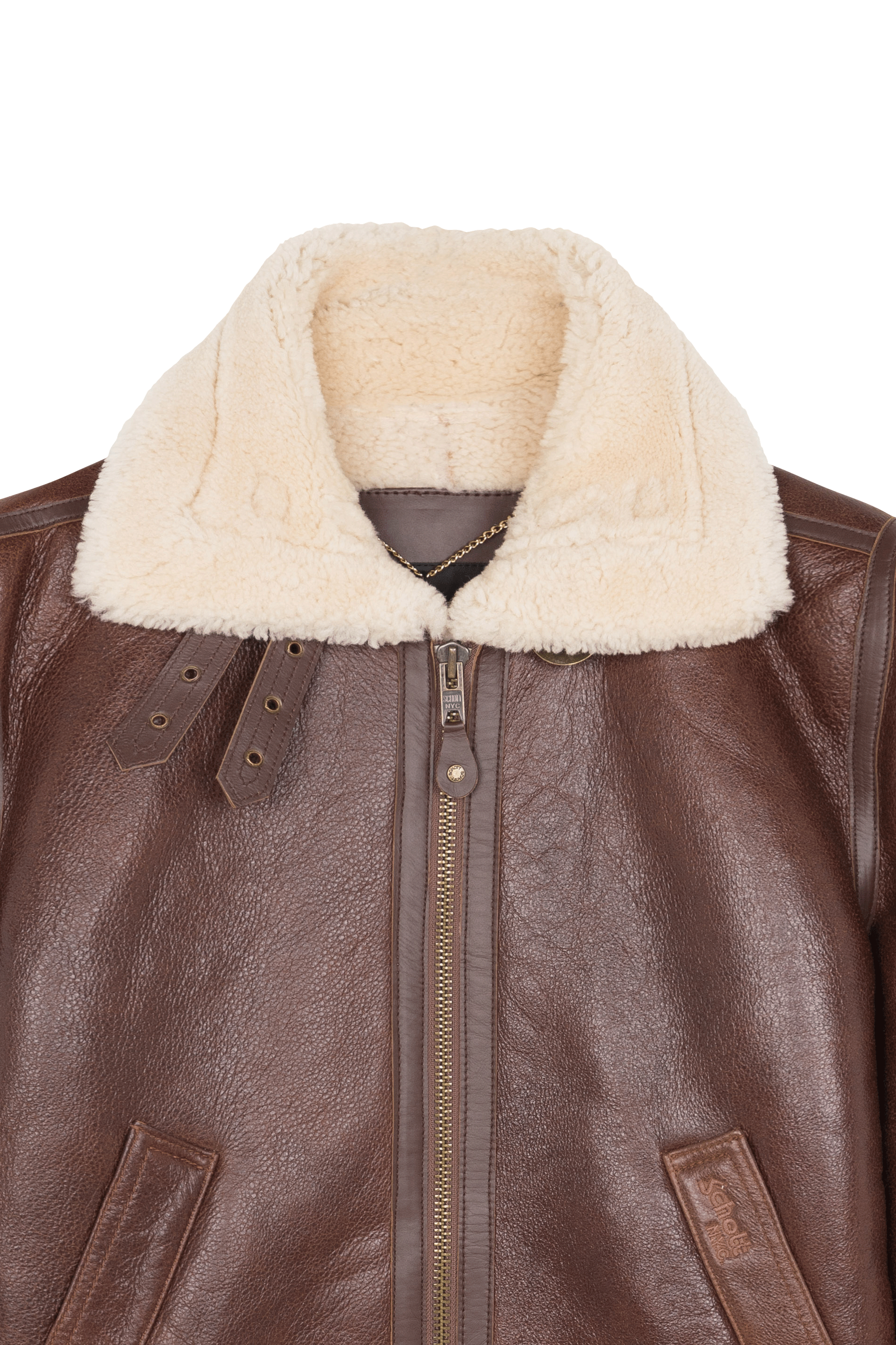 Leather bomber jacket Brown