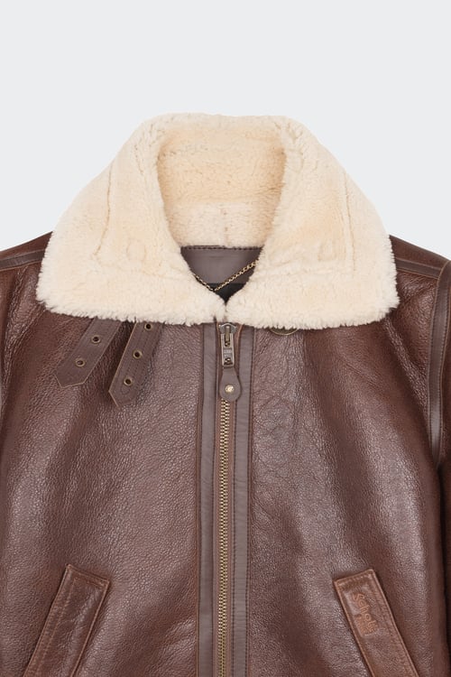 SCHOTT Leather bomber jacket Brown
