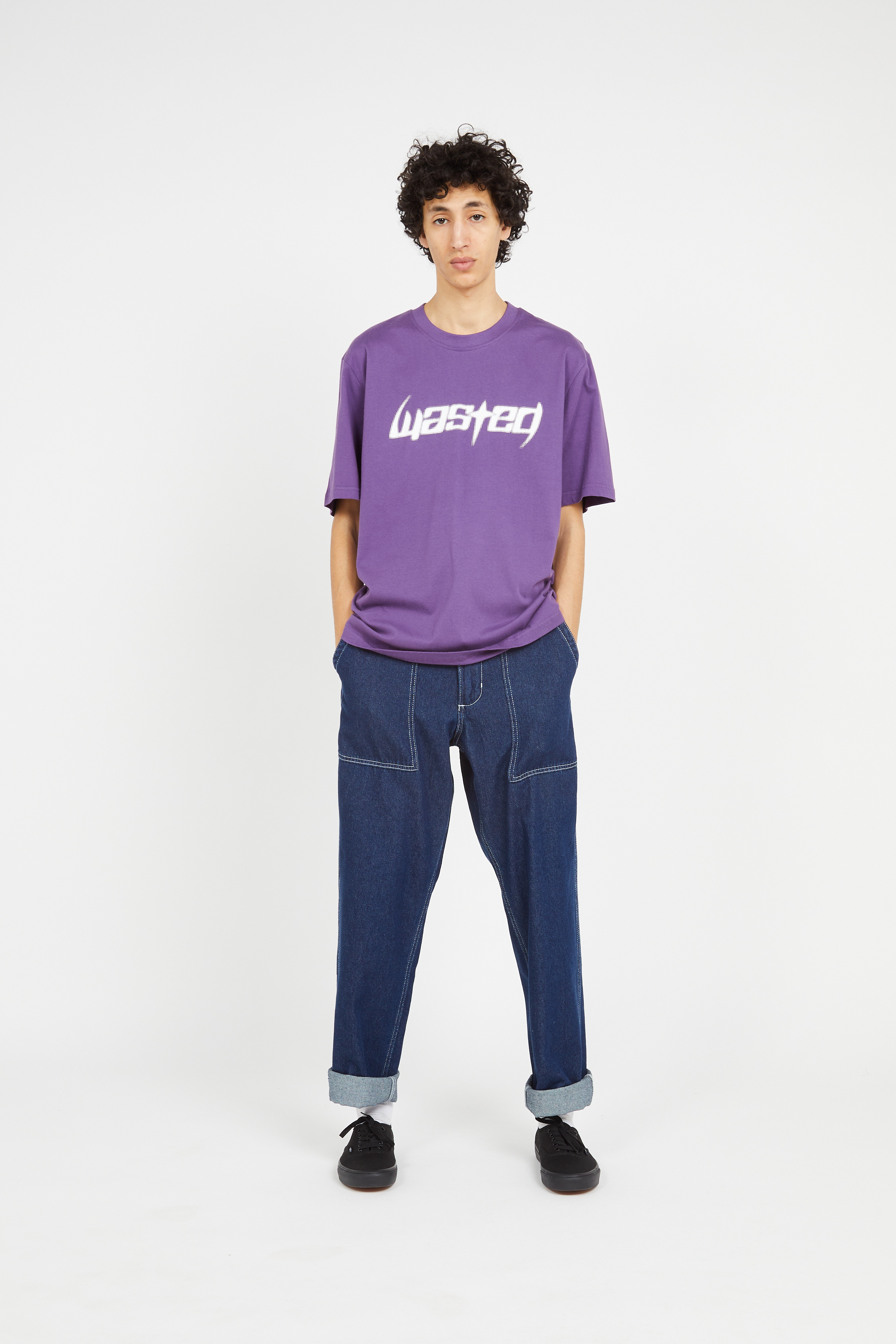 Regular-fit round-neck cotton T-shirt Purple