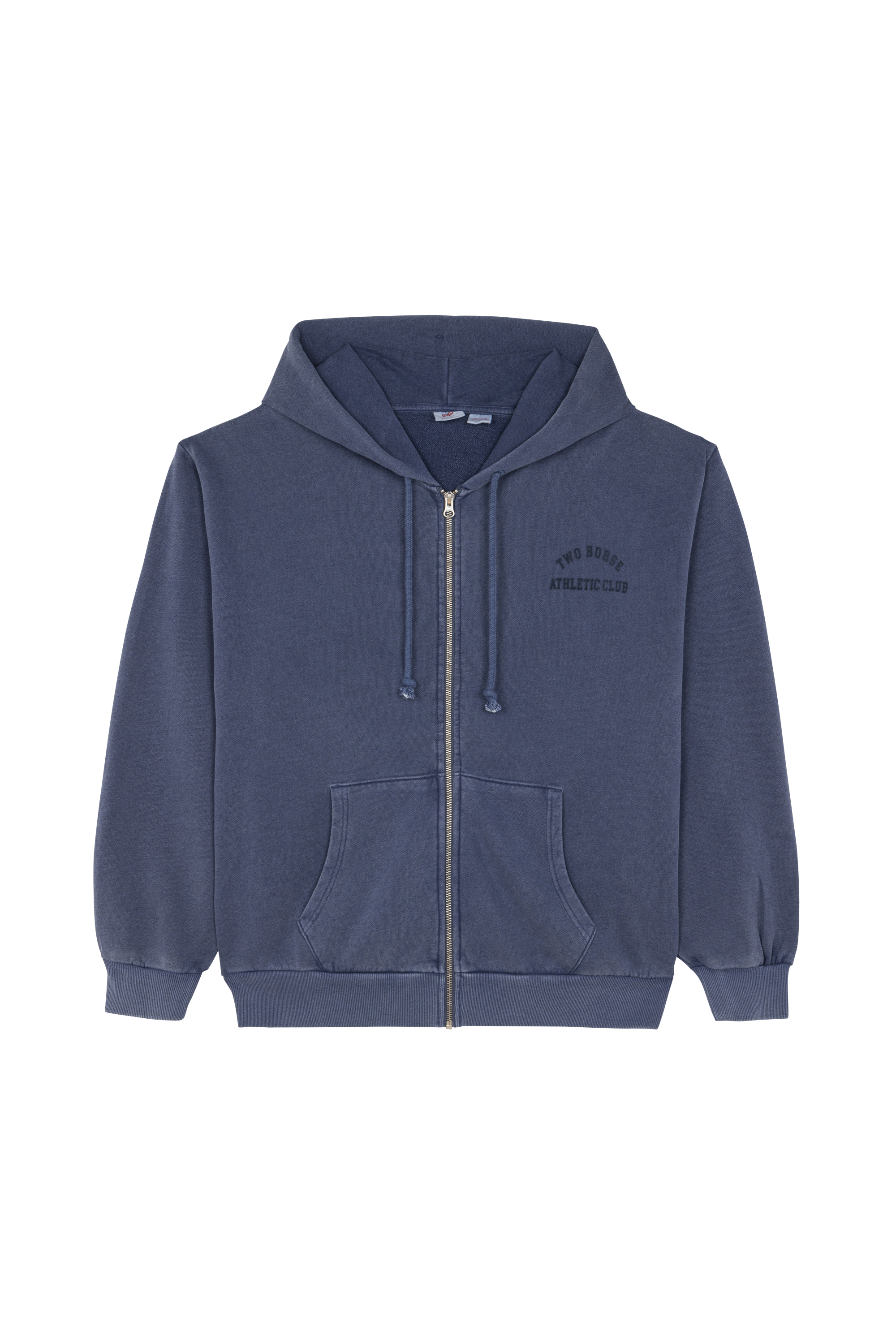 Regular-fit zip-up cotton-blend hoodie with Pony Player Blue