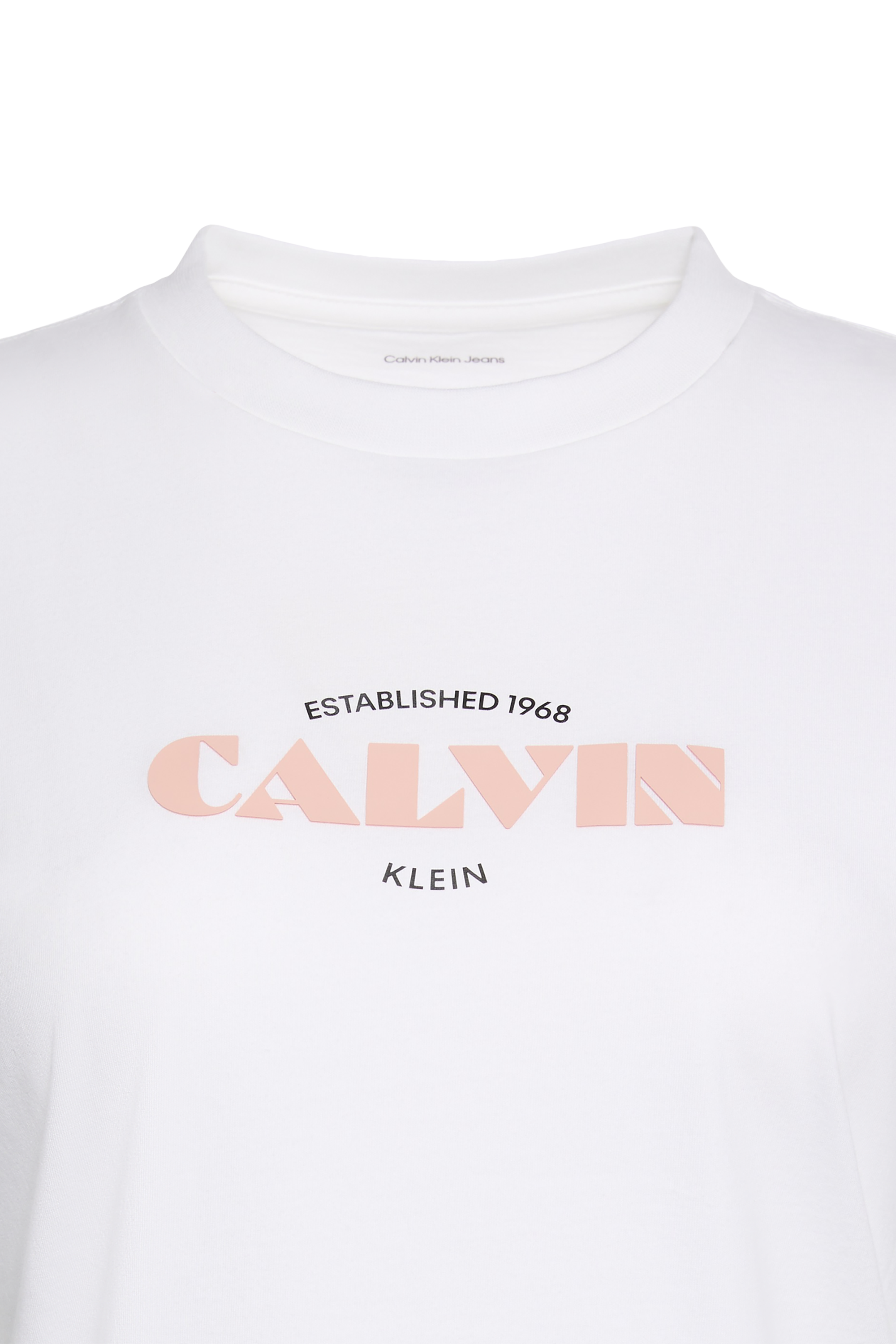 Regular-fit round-neck cotton T-shirt | White CALVIN KLEIN Women