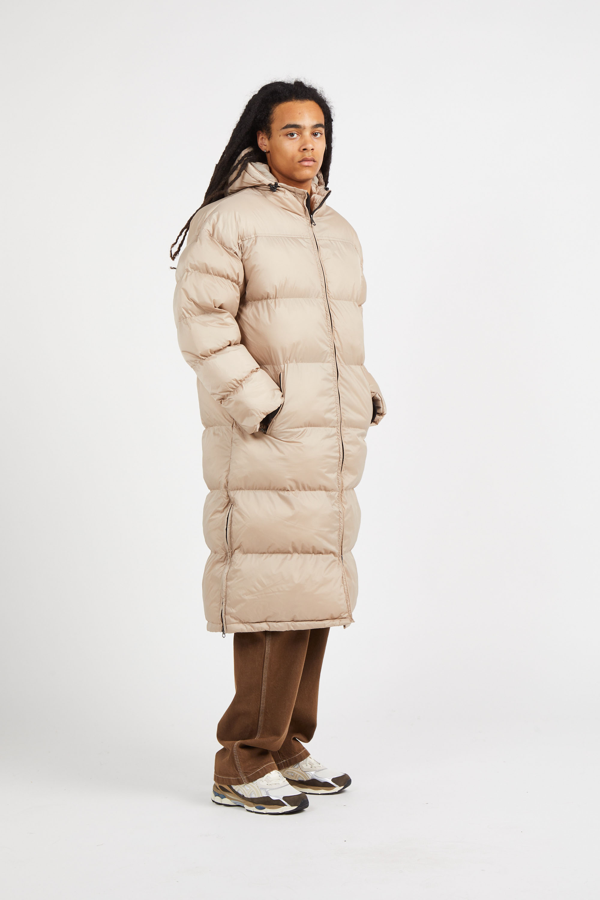 Lightweight quilted padded jacket with high neck Beige