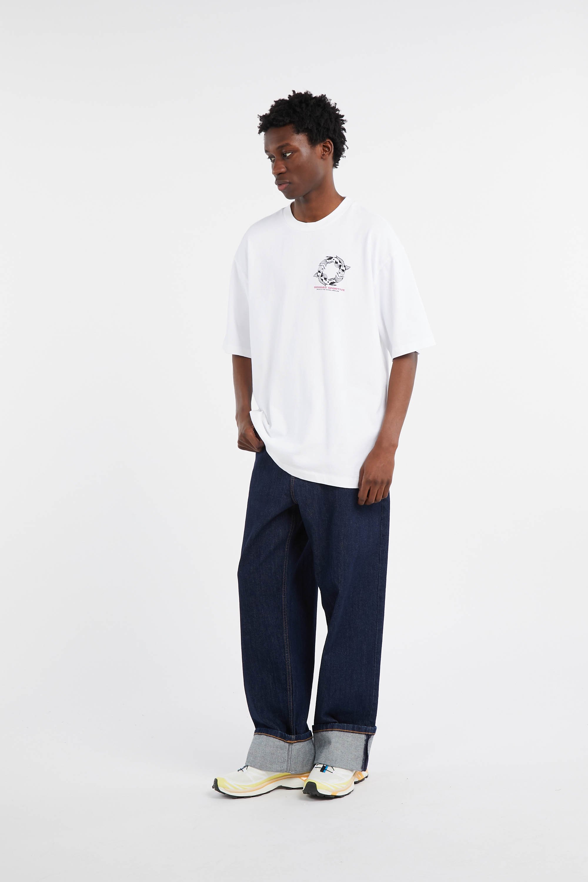 Regular-fit round-neck cotton T-shirt | White by GOODIES SPORTIVE Regular-fit round-neck cotton T-shirt White