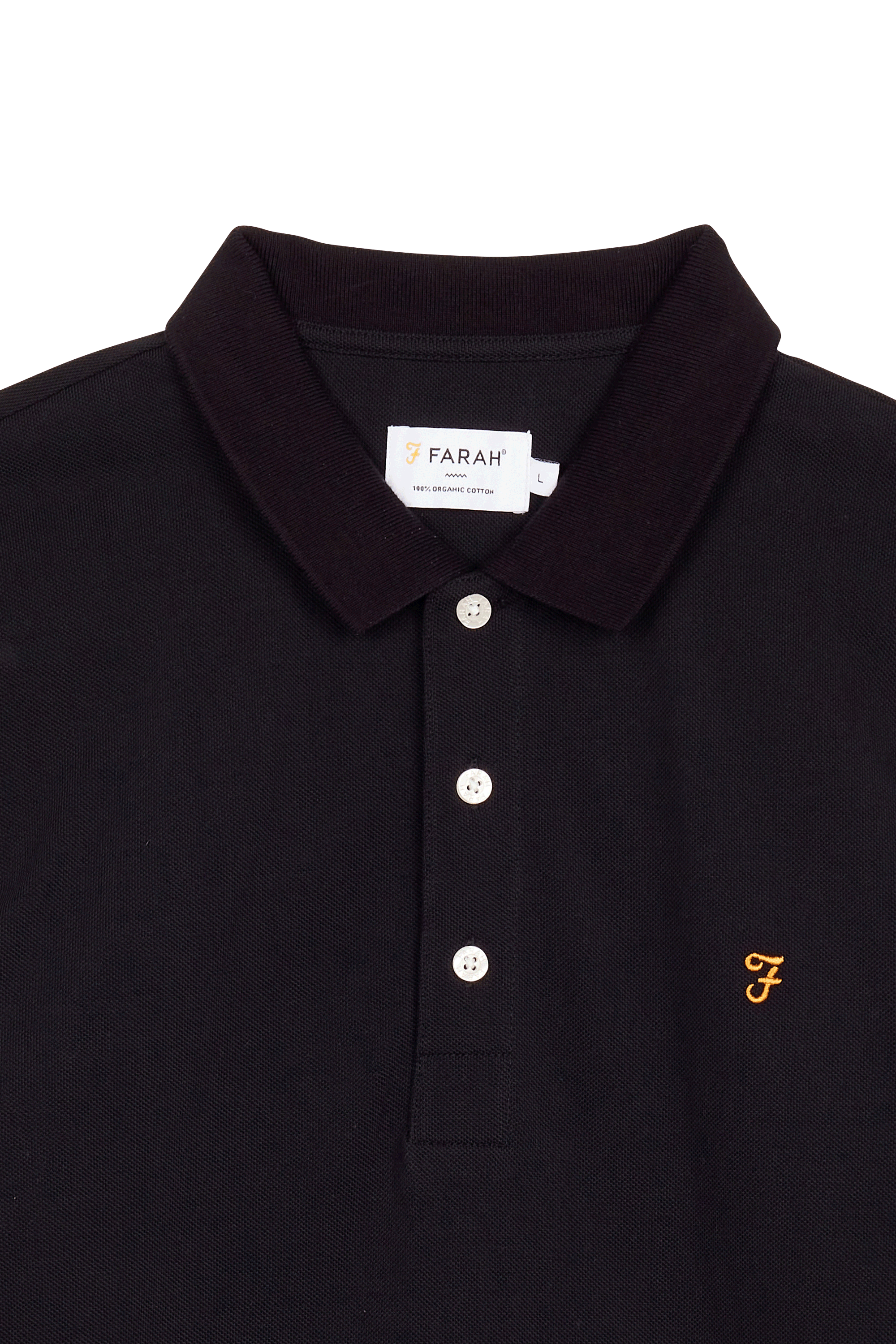 Short-sleeved organic cotton polo Black