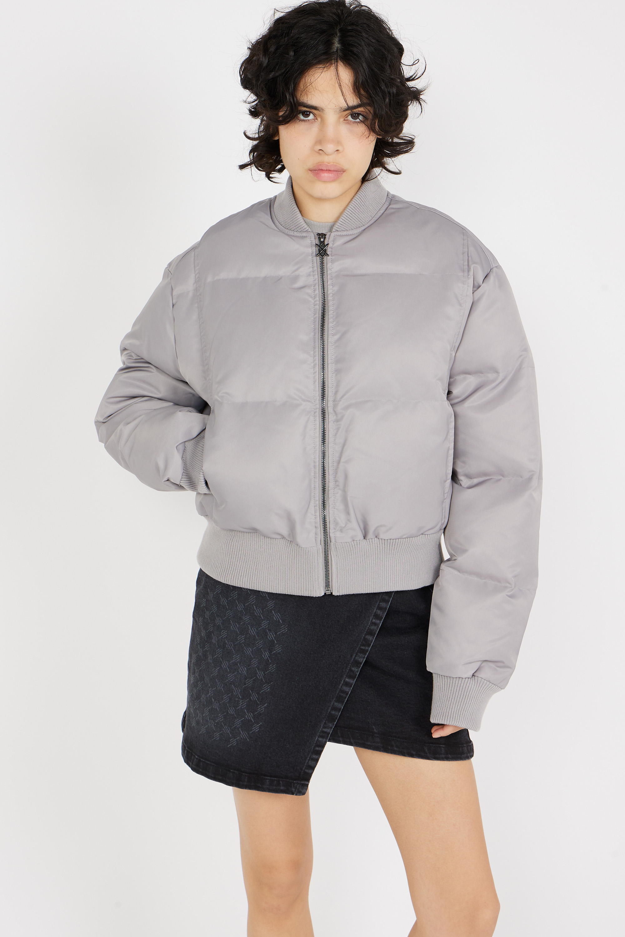 Lightweight quilted padded jacket with high neck Grey