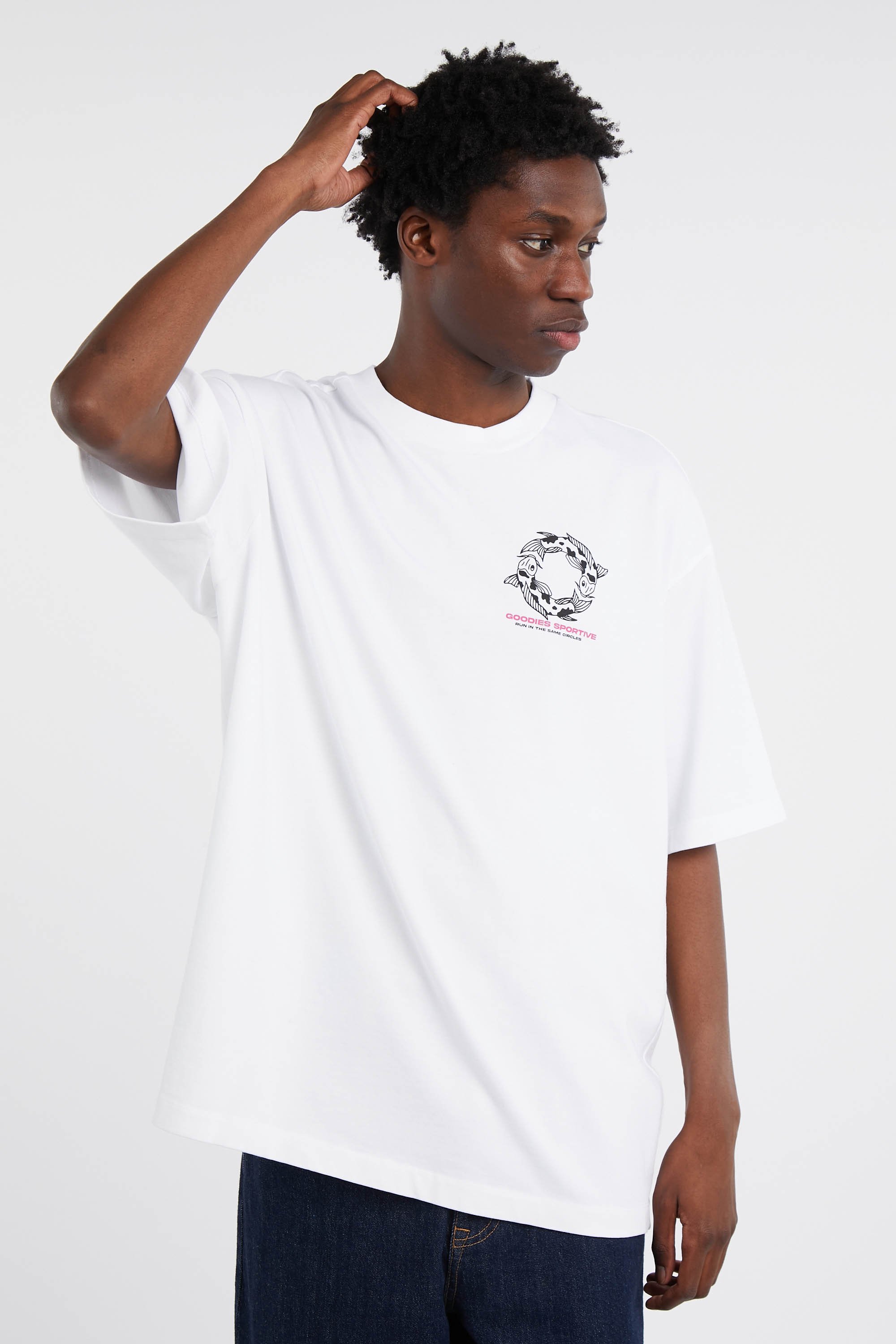 Regular-fit round-neck cotton T-shirt | White by GOODIES SPORTIVE Regular-fit round-neck cotton T-shirt White