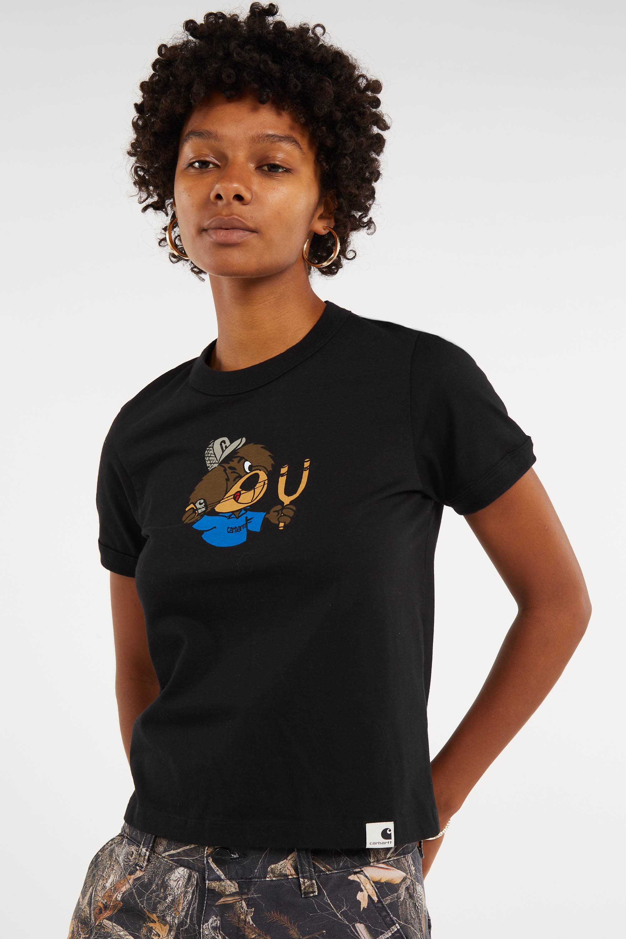 Regular-fit round-neck cotton T-shirt | Black CARHARTT WIP Women