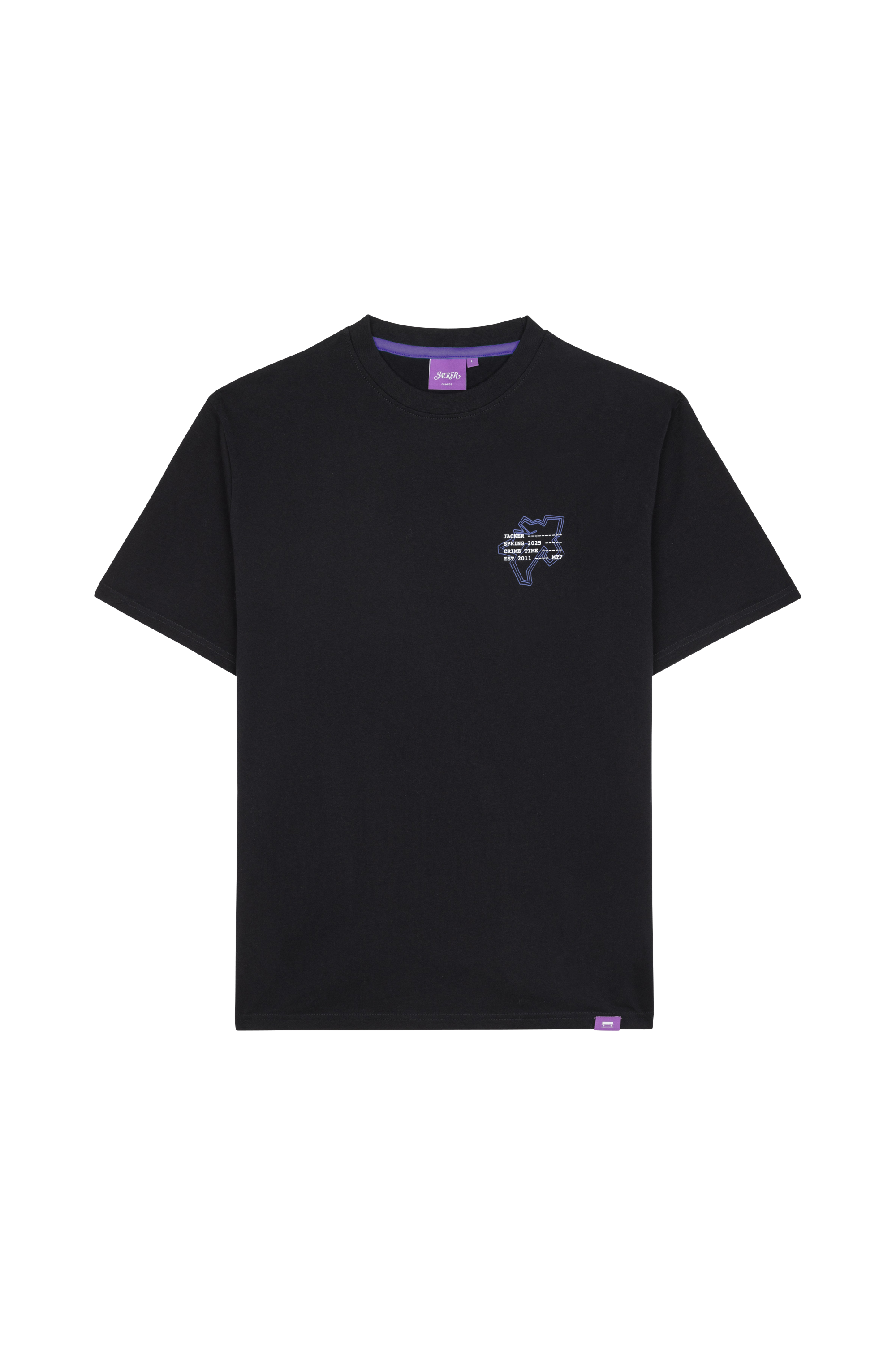Regular-fit round-neck cotton T-shirt Black