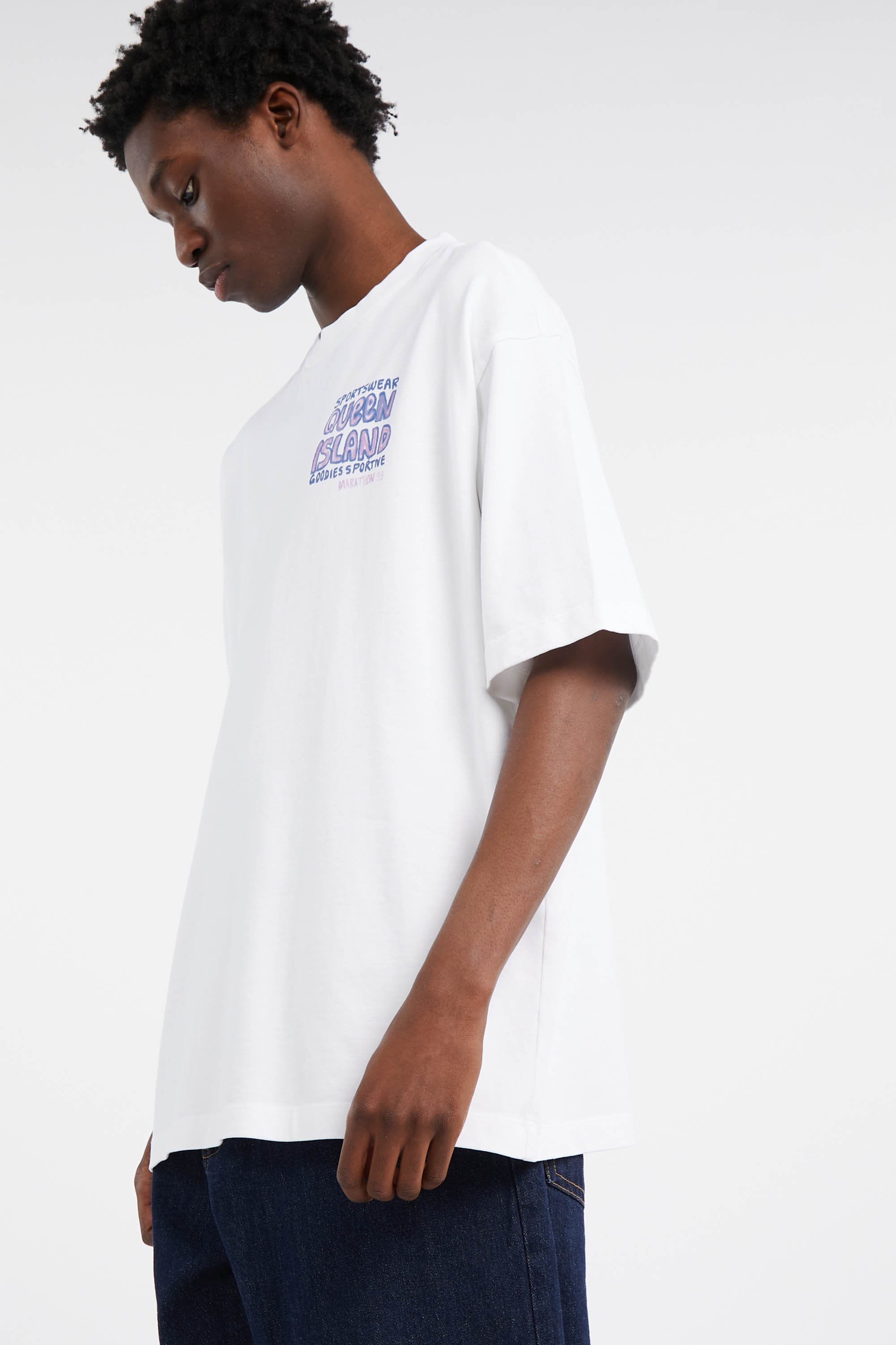 Regular-fit round-neck cotton T-shirt | White by GOODIES SPORTIVE Regular-fit round-neck cotton T-shirt White