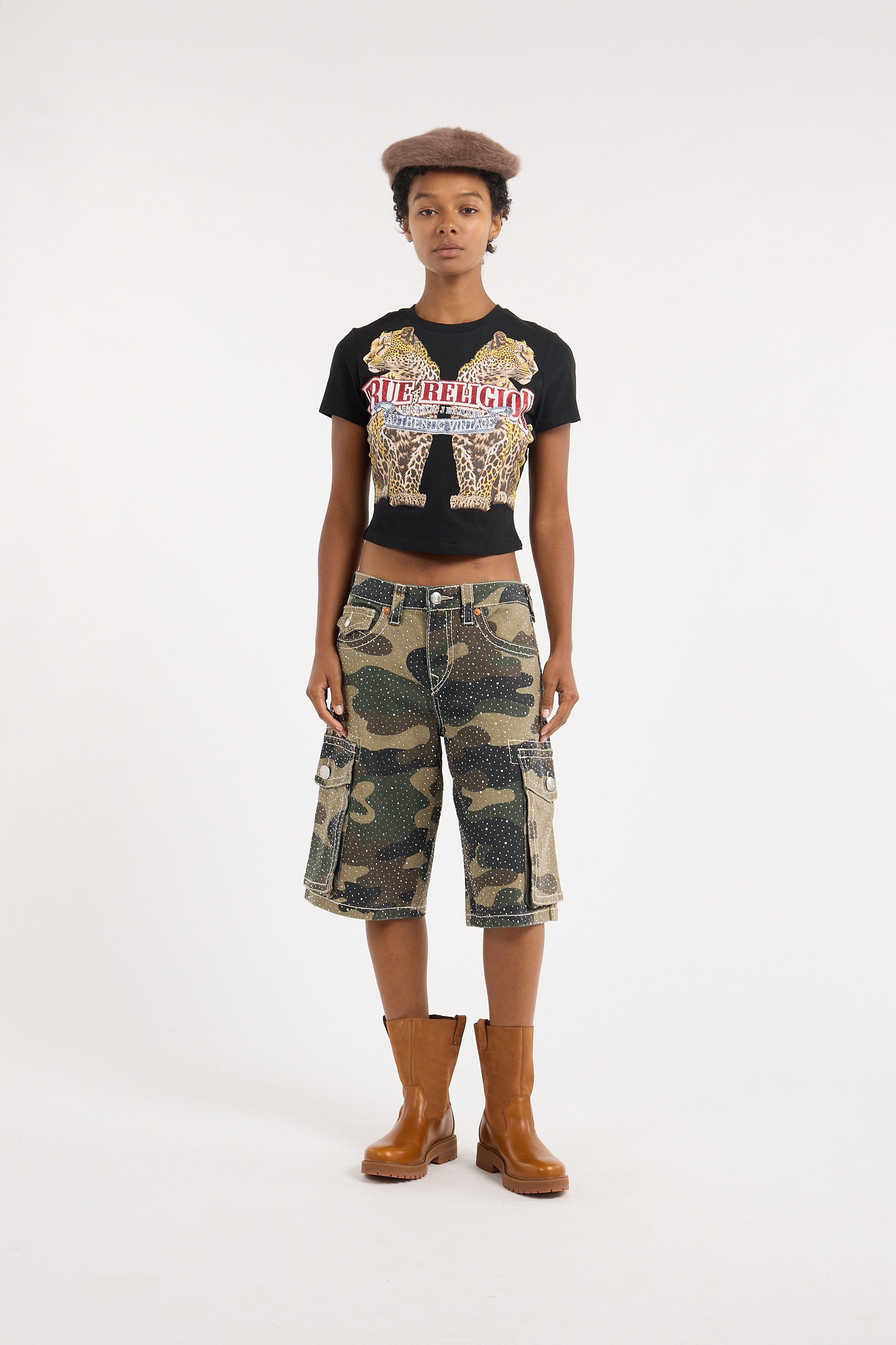 Regular-fit round-neck cotton T-shirt TRUE RELIGION Black