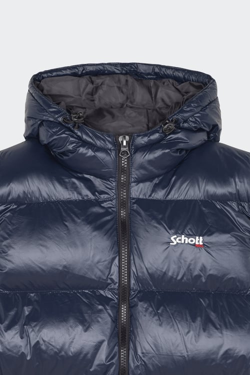 SCHOTT Lightweight quilted padded jacket with high neck Blue