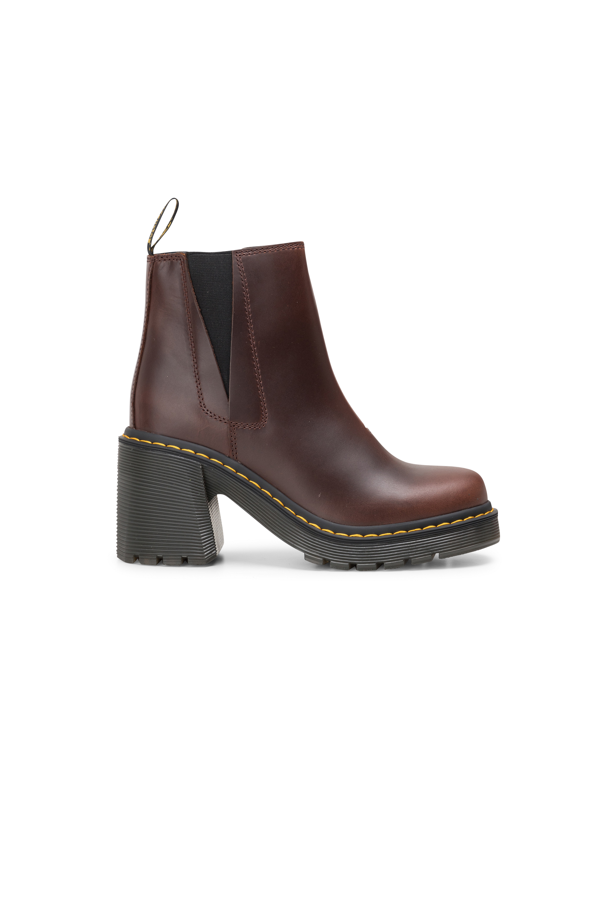 Heeled leather mid-calf boots Brown