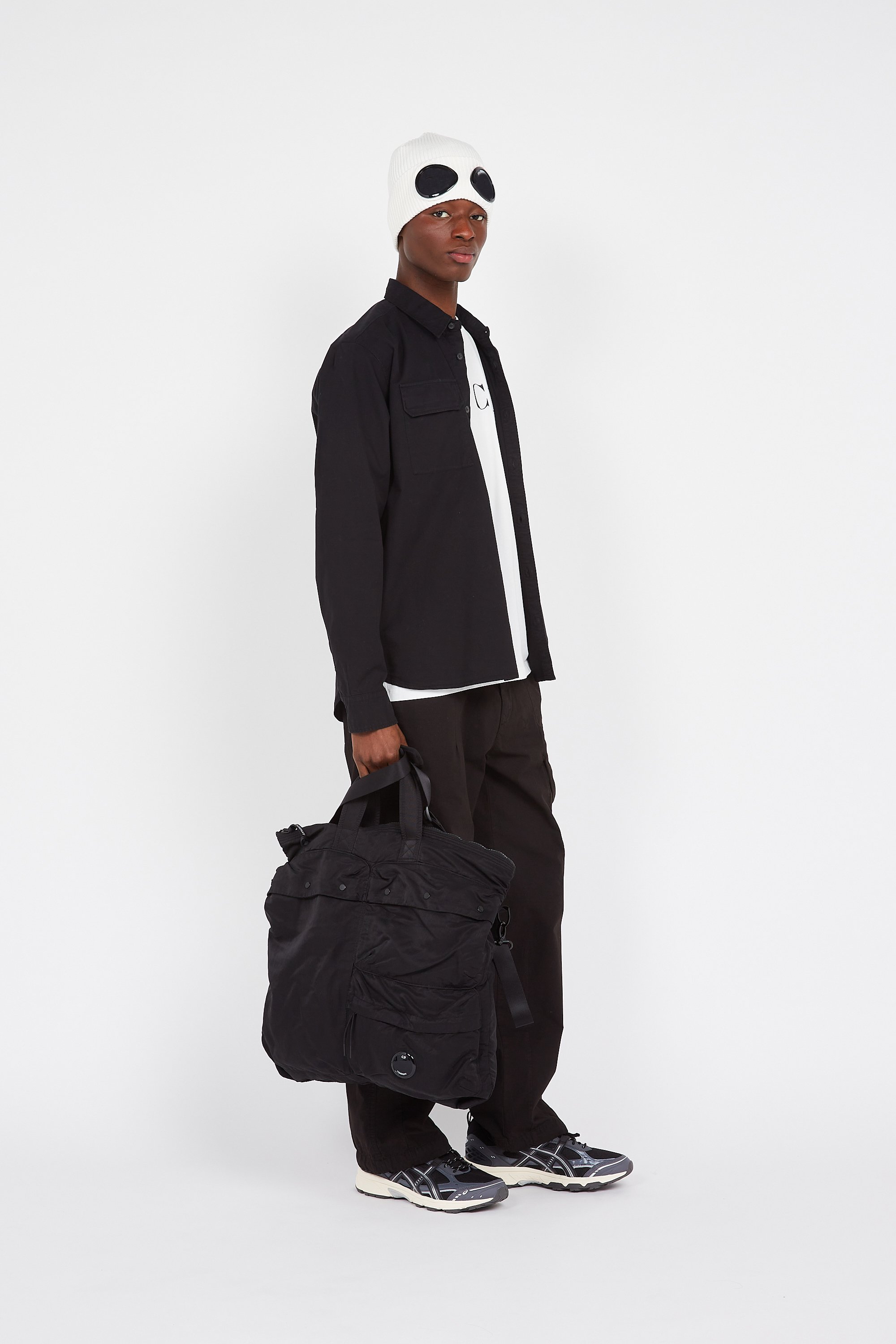 Straight checked wool-blend pants | Black by C.P. COMPANY Straight checked wool-blend pants Black
