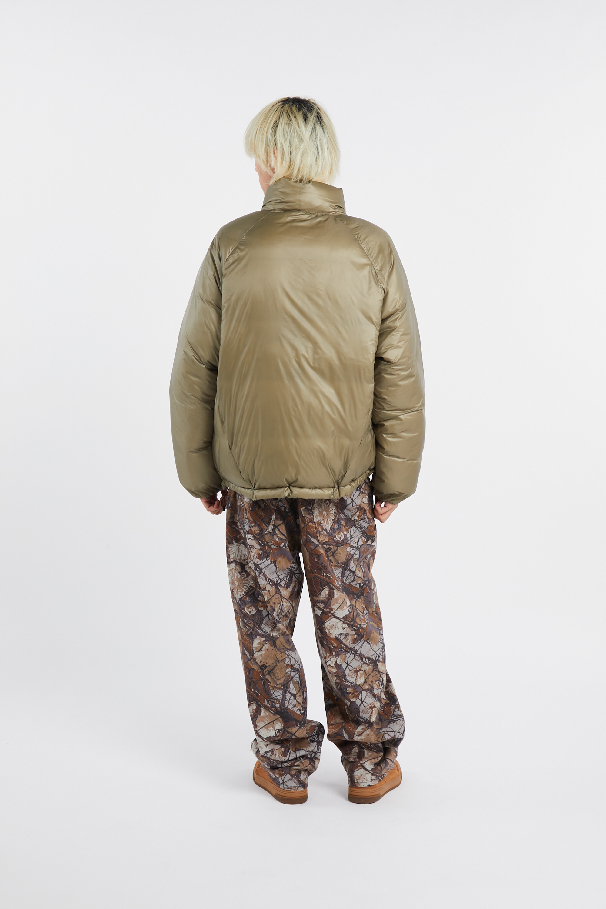 Lightweight quilted padded jacket with high neck Khaki