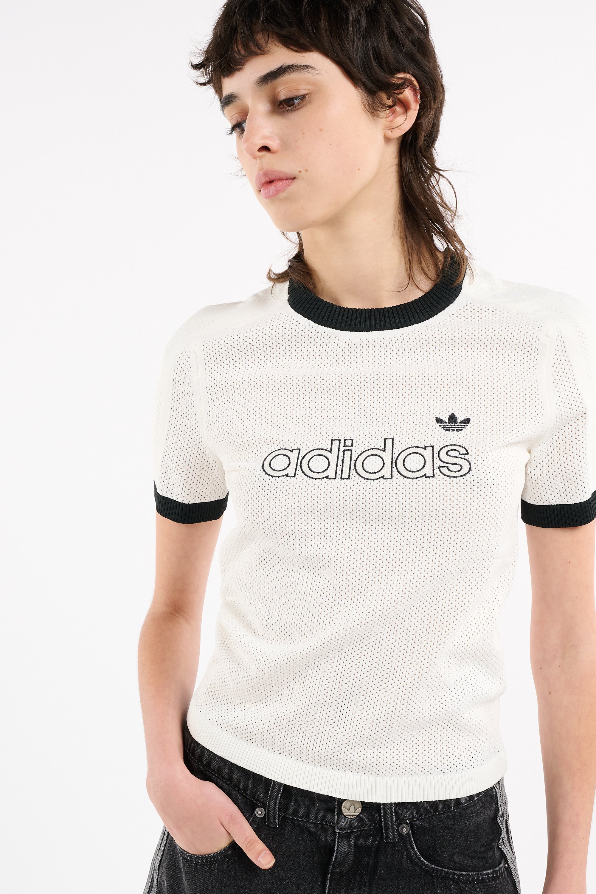 Regular-fit round-neck cotton T-shirt | White ADIDAS Women