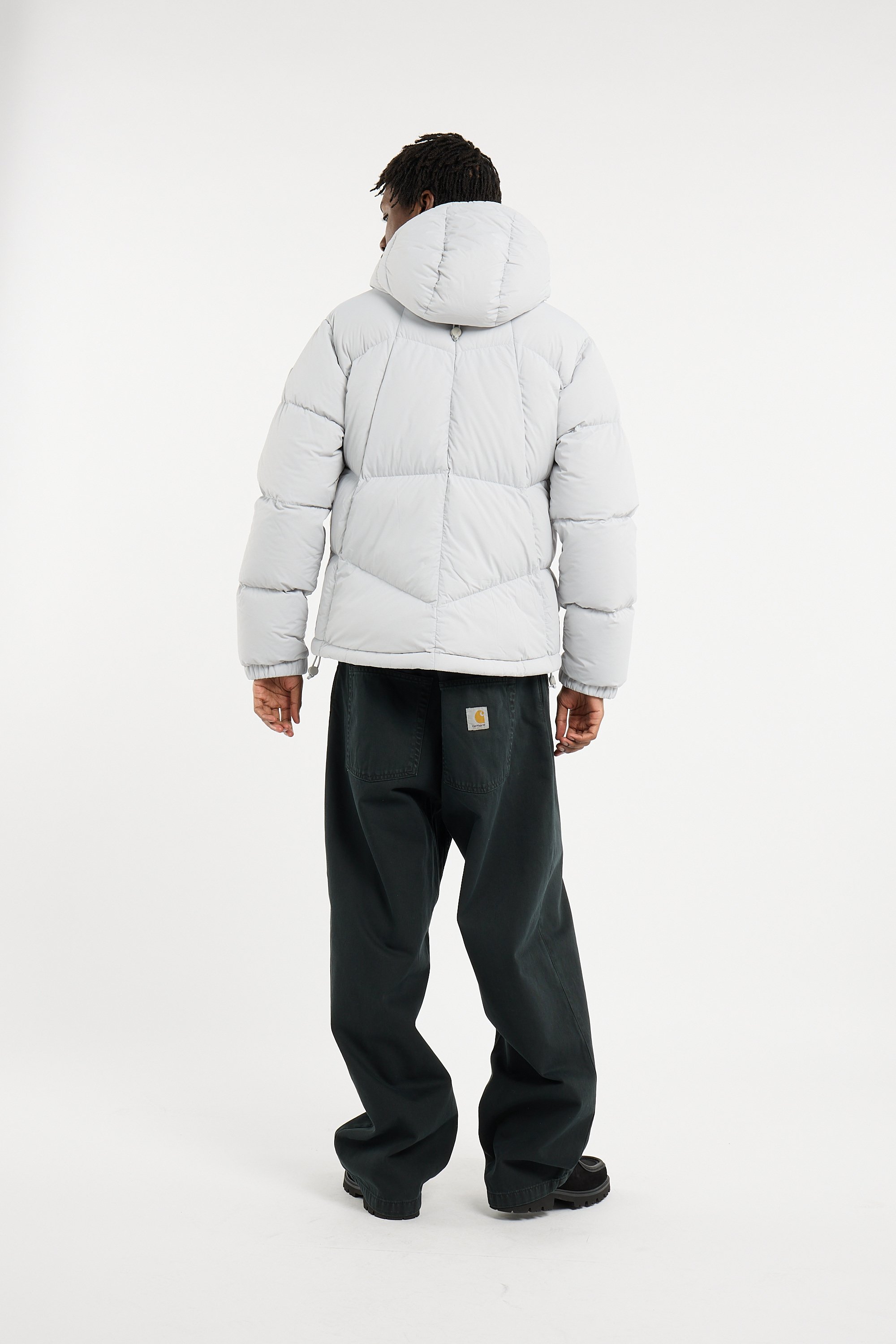 Zipped high-neck colorblock padded jacket with hood | Grey K-WAY Men
