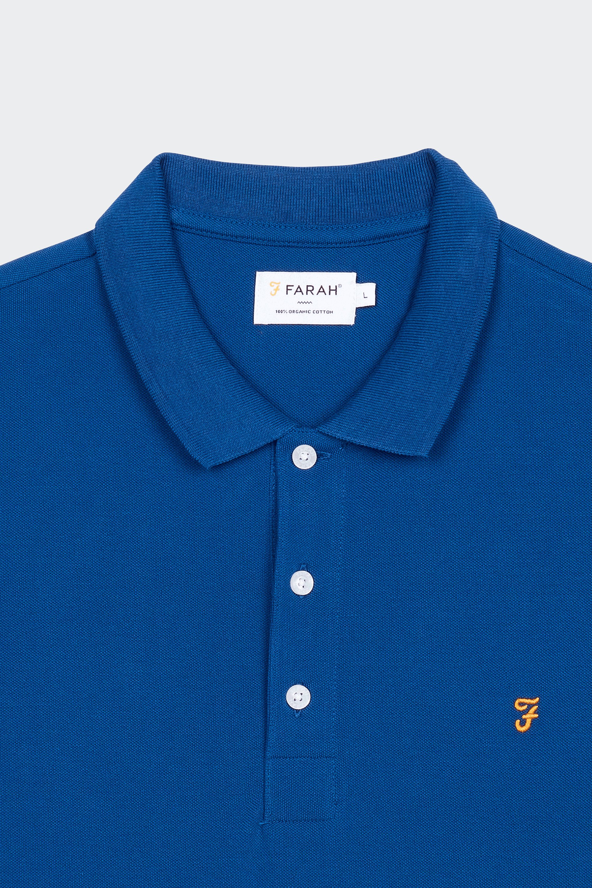 Short-sleeved organic cotton polo | Blue by FARAH Short-sleeved organic cotton polo Blue