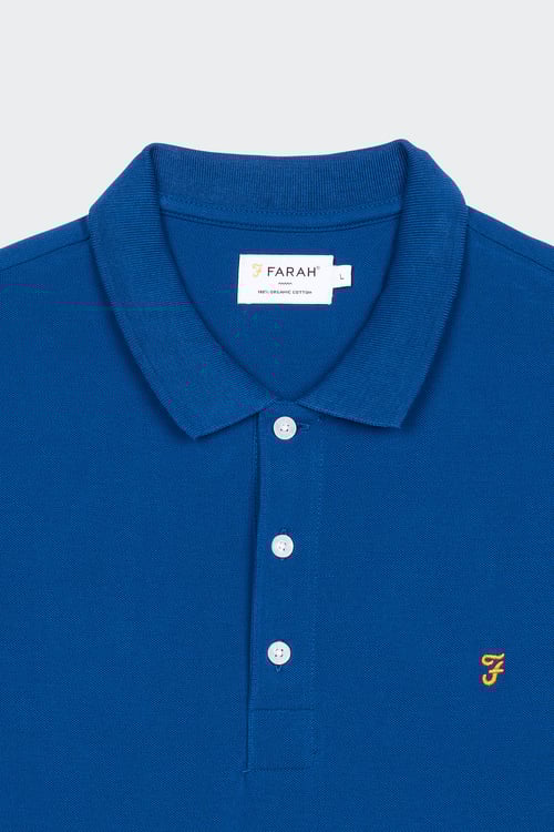 FARAH Polo à manches courtes en coton bio Bleu