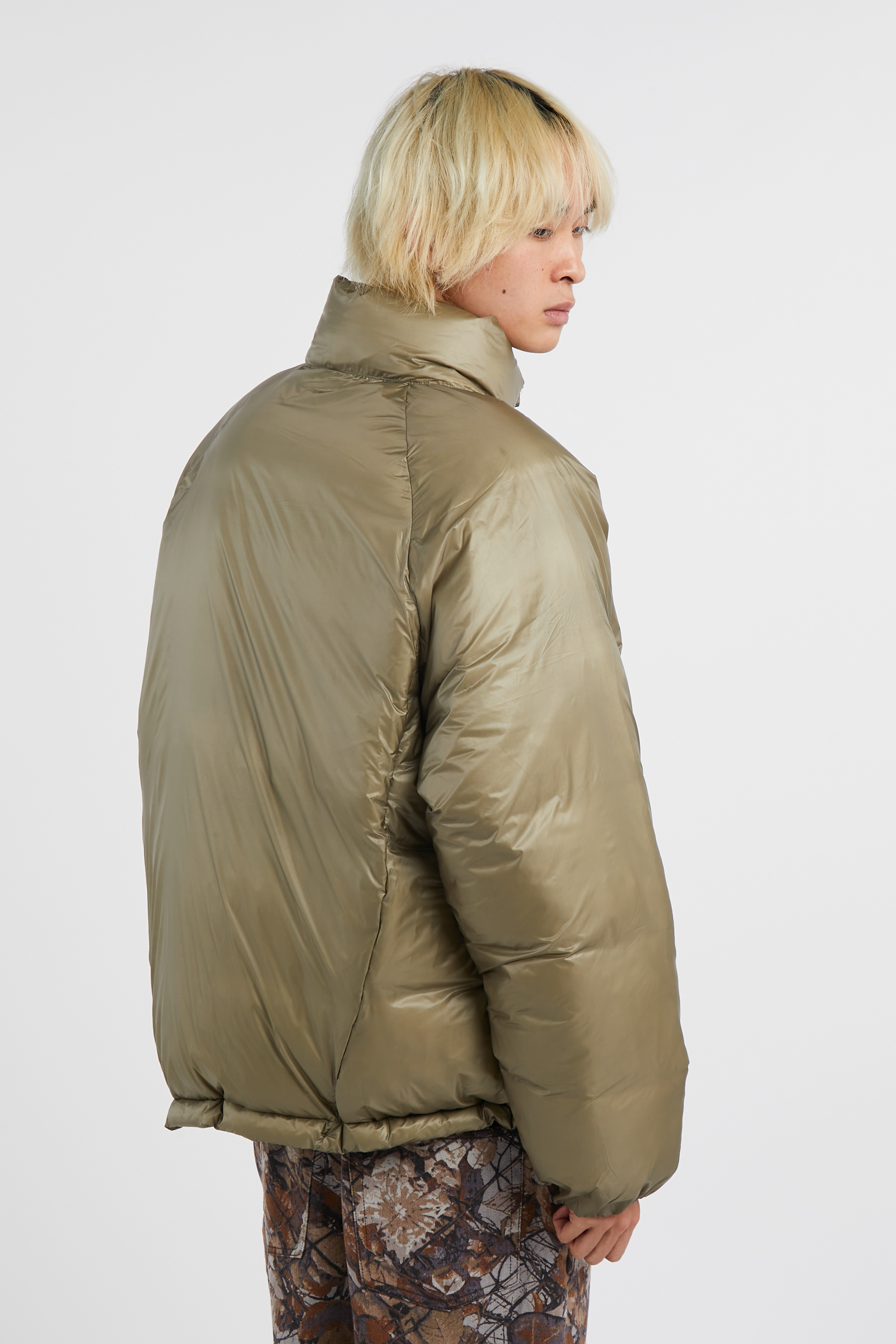 Lightweight quilted padded jacket with high neck Khaki
