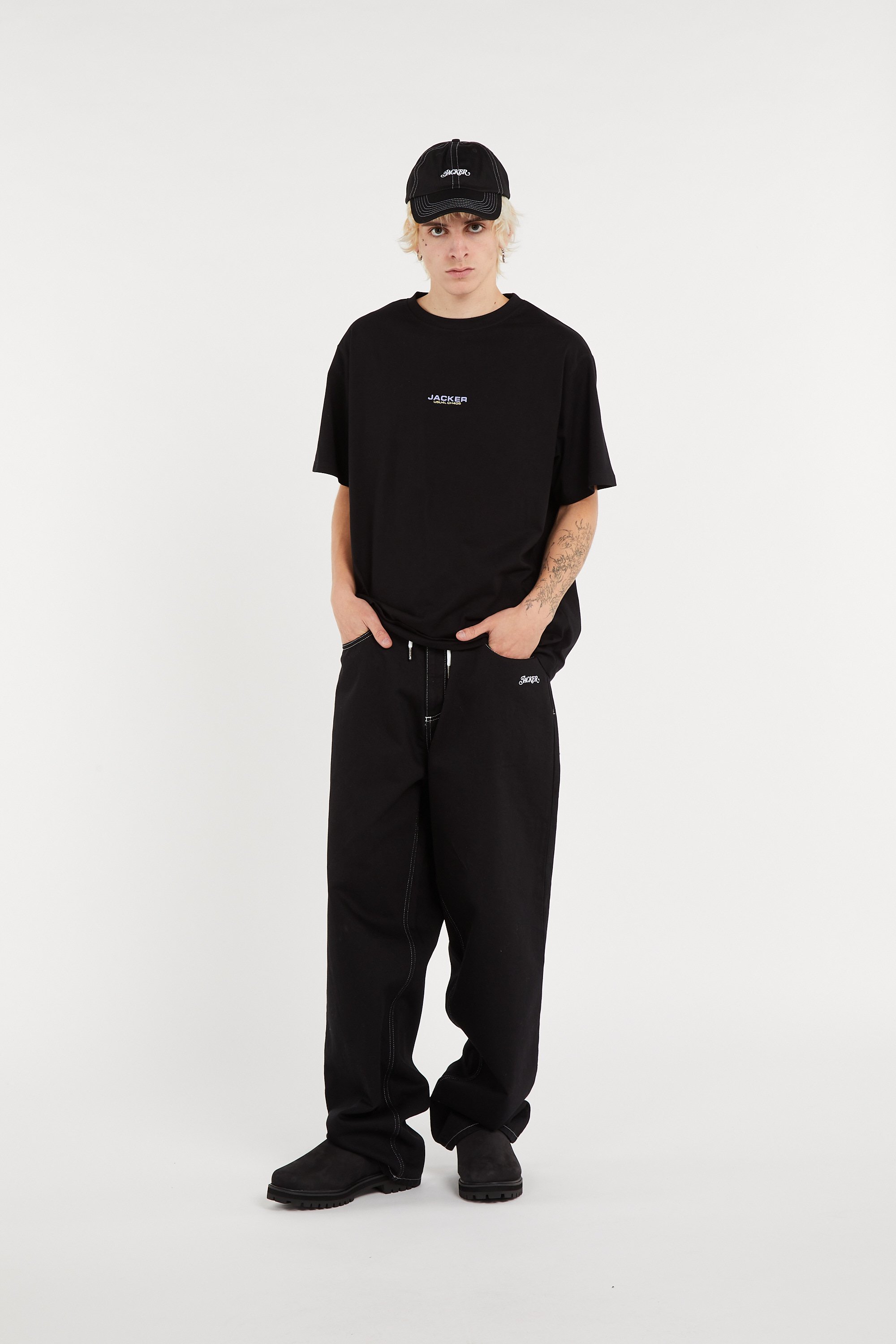 Regular-fit round-neck cotton T-shirt JACKER Black